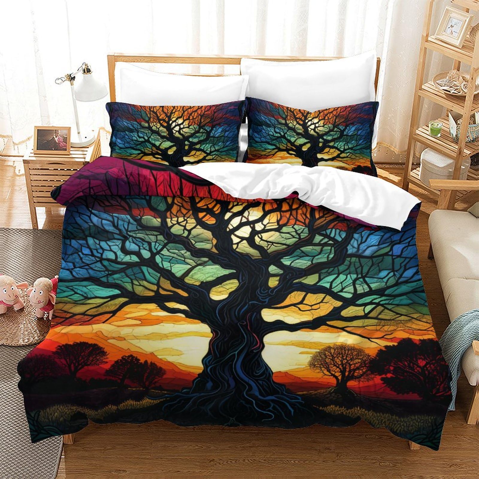 Housse de couette Arbre de Vie 3 pièces parure de lit 200x200cm