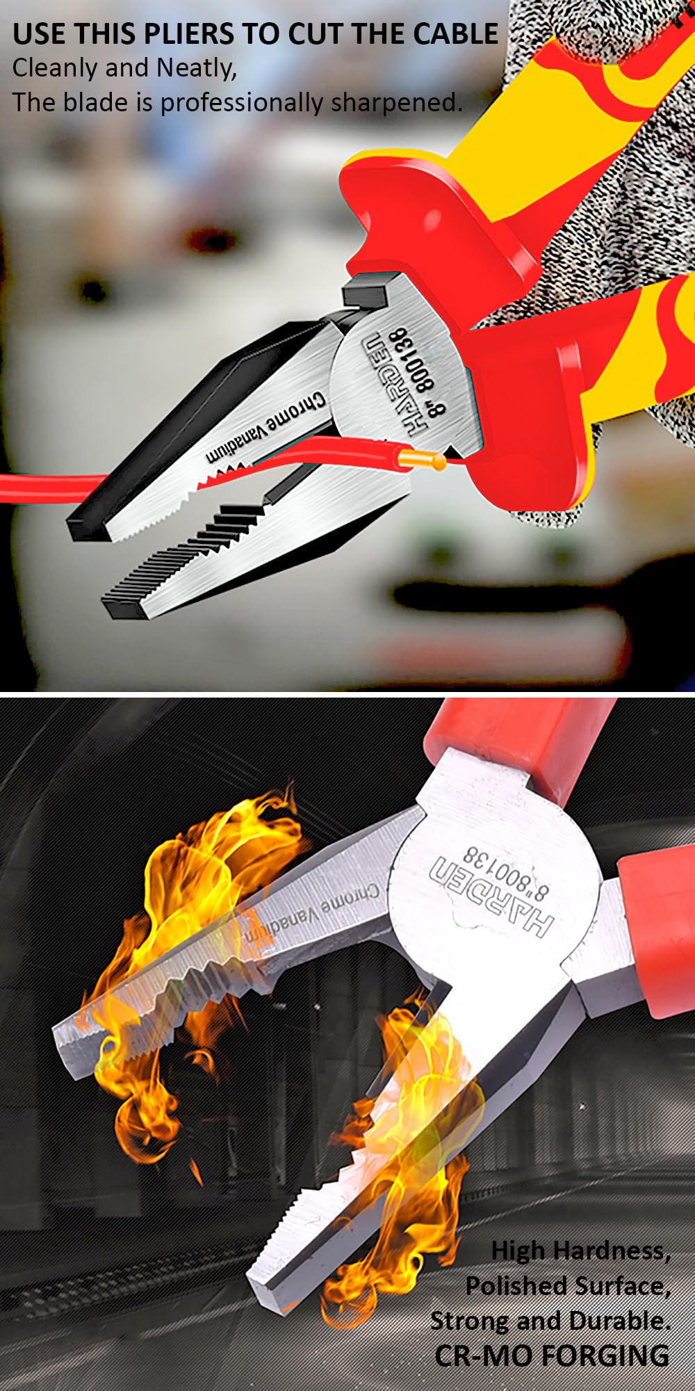 HARDEN 8" Insulated Combination VDE Plier can Withstand 1000V - 800138 4