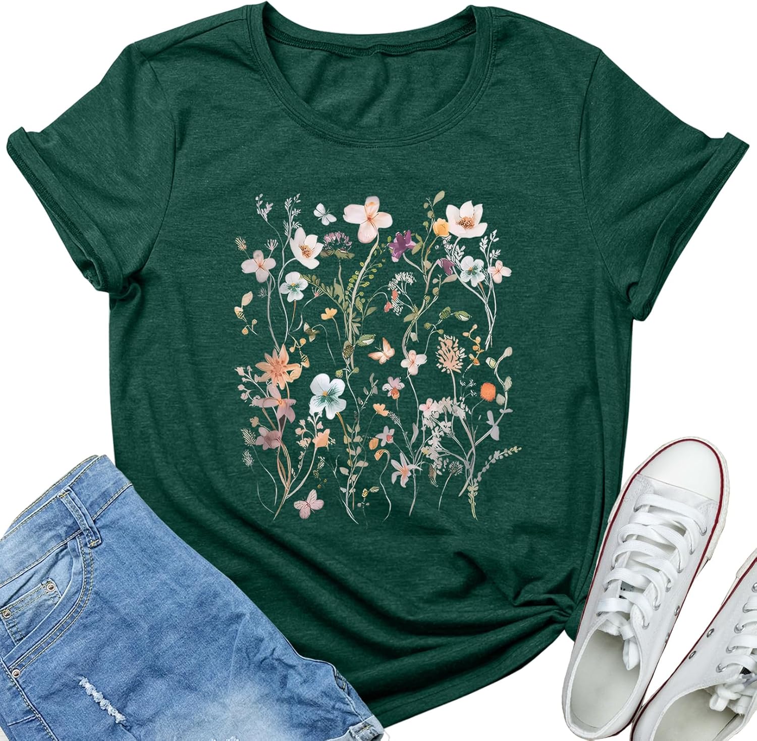 BLACKOO Women Graphic Tee Casual Floral T Shirts - Image 4