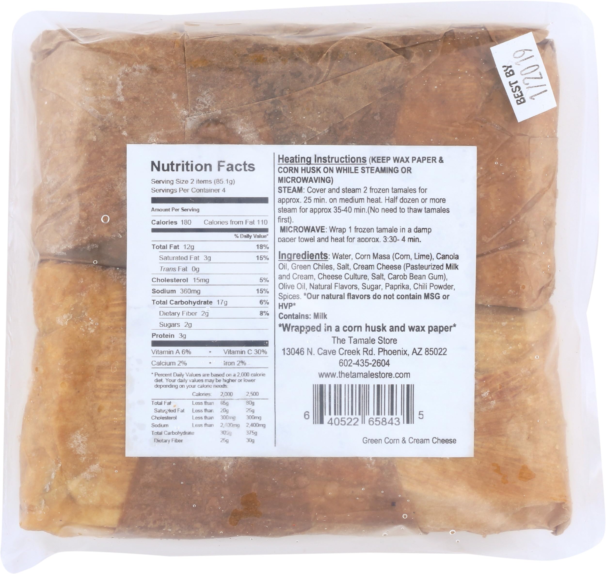 THE TAMALE STORE Green Corn and Cheese Tamales, 12 OZ | Grocery