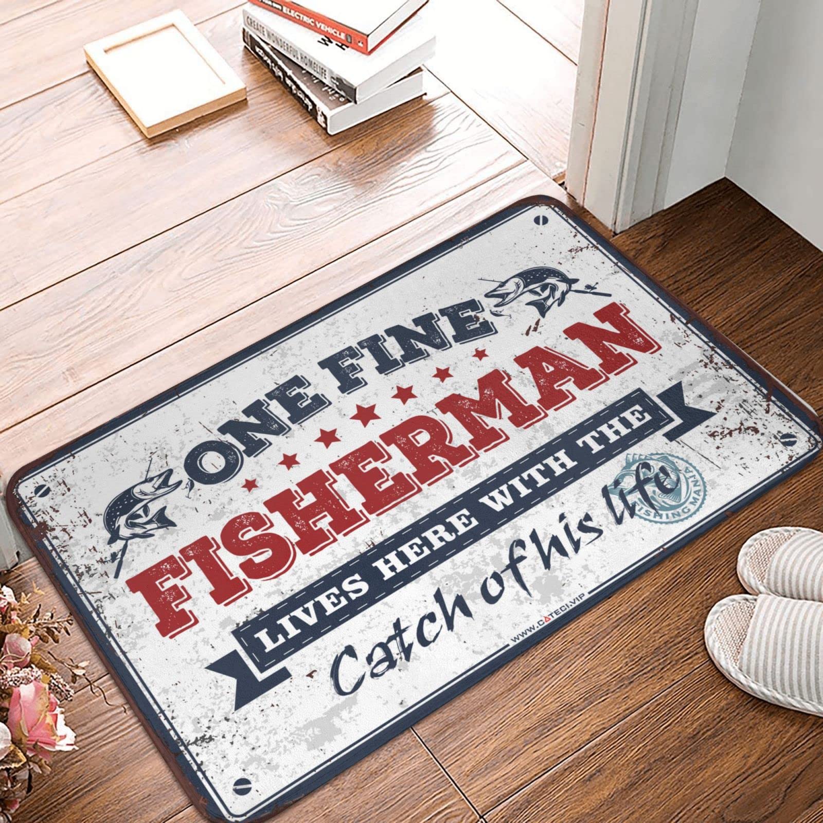 Tapis de bienvenue d'intérieur humoristique pour couple de pêcheurs