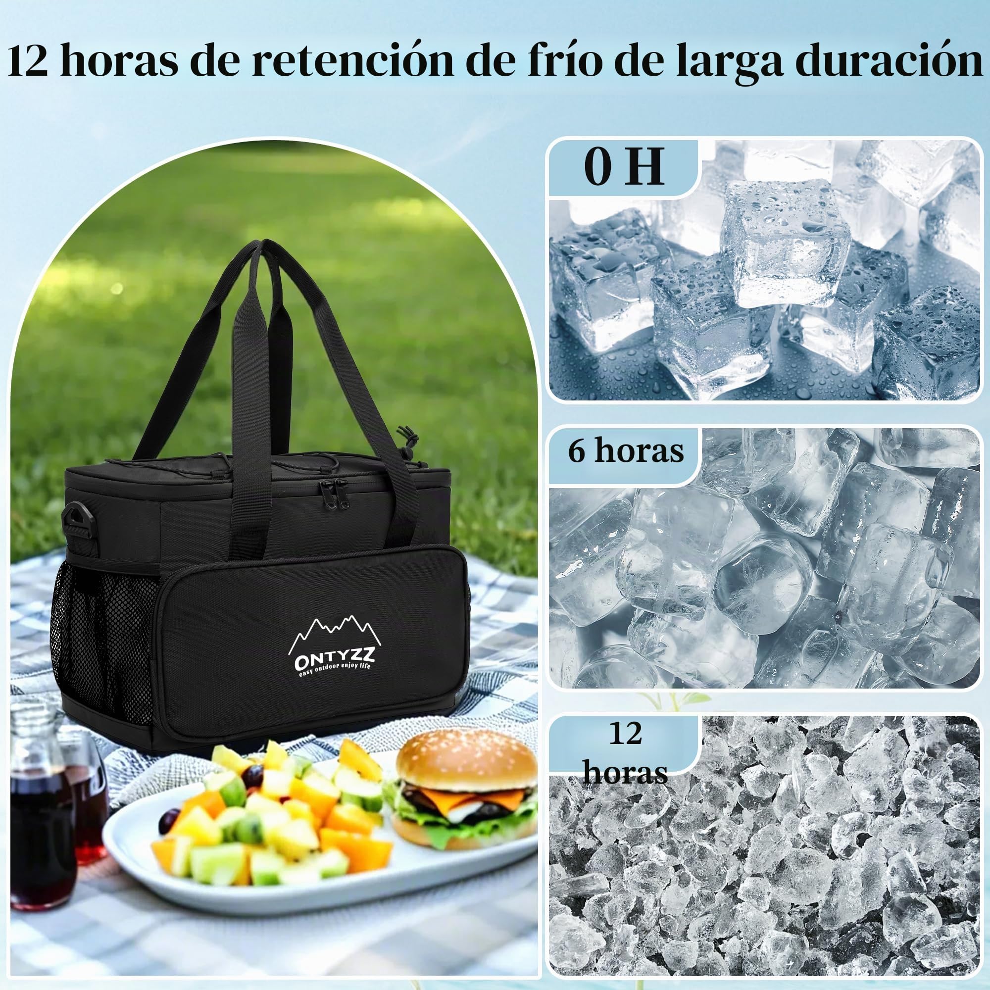 Bolsa Termica Porta Alimentos 16L+5L Nevera Portatil Juego Bolsa Comida Isotermica con Cremallera Impermeable para Viaje Camping Playa Picnic Camping