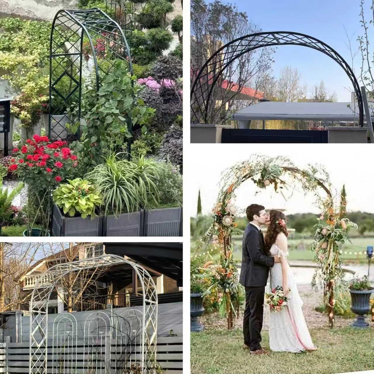 Arco da giardino 140 x 40 x 230 cm in ferro battuto per rose per piante rampicanti Ele Cerimony Det traliccio all'aperto per matrimoni ed eventi in giardino