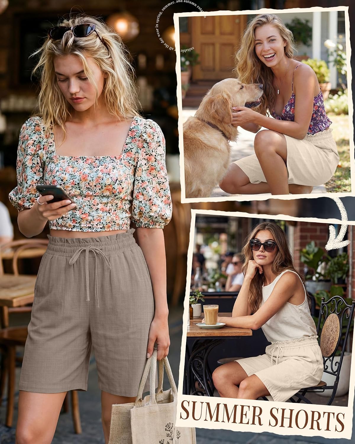 Neer 2 Pcs Women's Linen Summer Shorts