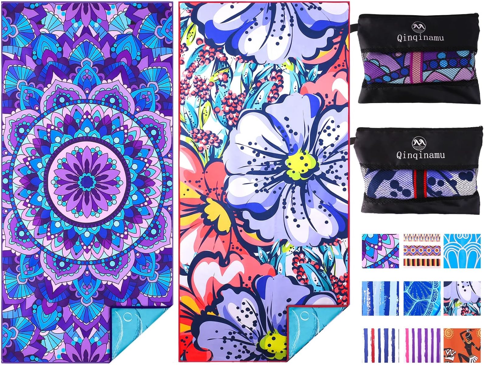 2 Pack Microfiber Lightweight Beach Towel 71"x32" Oversized Extra Large Thin Sand Free Towels Travel Swim Pool Yoga Gym Camping for Adults Women Men Beach Essentials Accessories Vacation Gift