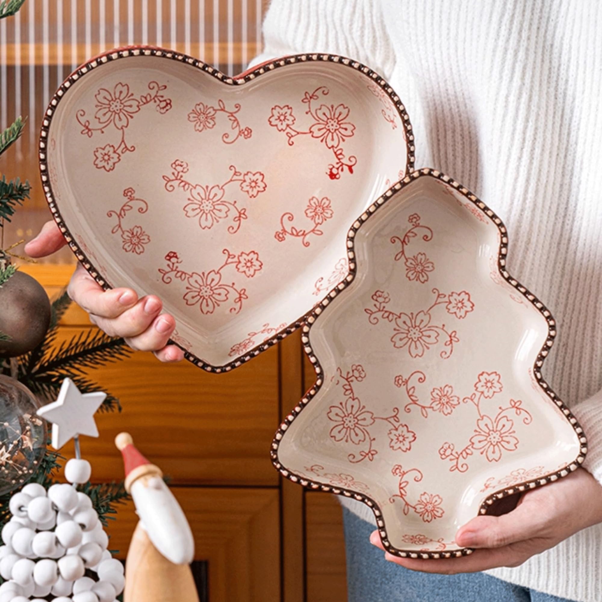 Versátil Bandeja for hornear de cerámica con forma árbol Navidad(Red)