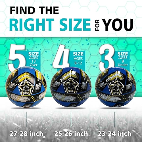 Miniatura 5 de Soccer Ball Size 5&Size 3 for Youth and Adults,Indoor Training Practice Soccer Ball,Gift Idea for Kid with 1 Pump 1 Net Bag and 2 Needle