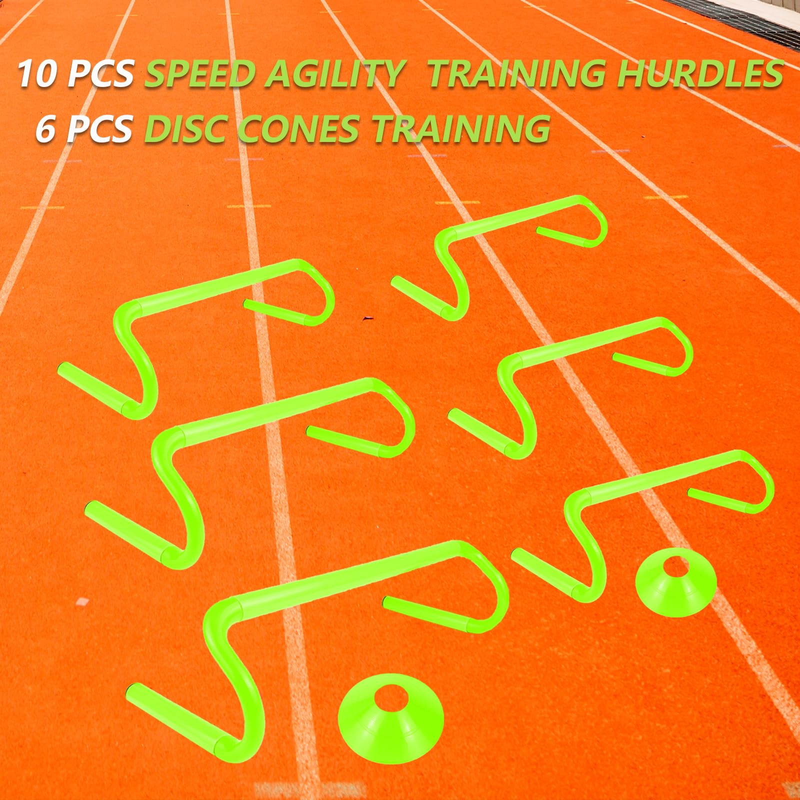 10 obstáculos de entrenamiento de agilidad de velocidad de 6 pulgadas con 6 conos de marcador, duraderos y desmontables, obstáculos de entrenamiento pliométricos de todas las velocidades,