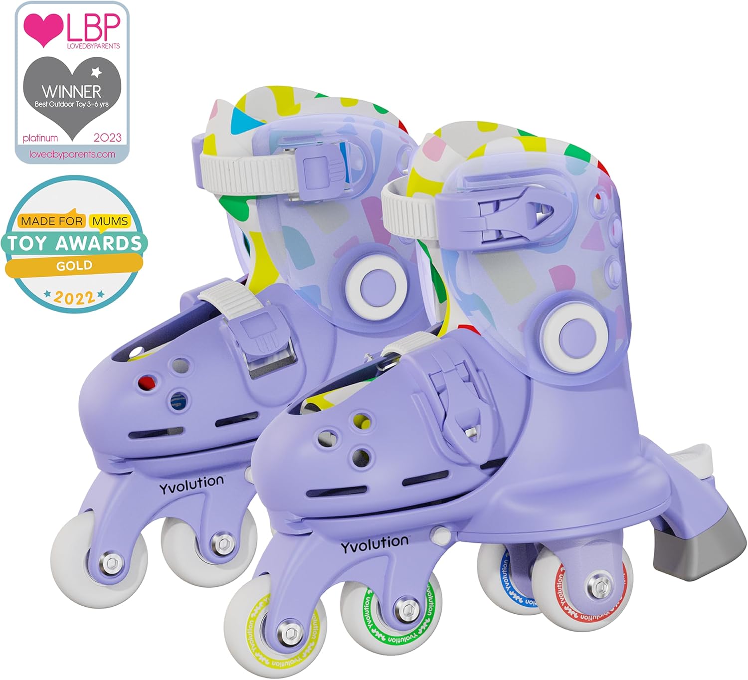 Yvolution Twista 2-in-1 Adjustable Inline Skates|One-Second Switch from Stable Tri-Wheel to Inline Mode|Beginner Skates for Boys & Girls (Ages 2+)|US Size 7-11