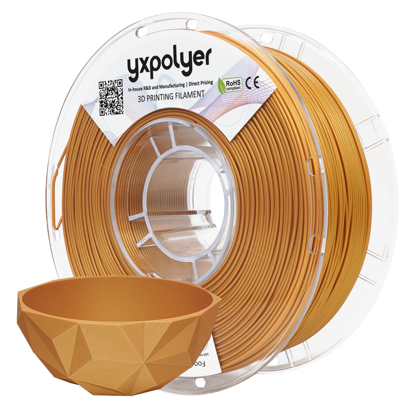 Filament PLA de qualité alimentaire 1.75mm doré pour vaisselle imprimée 3D - 8