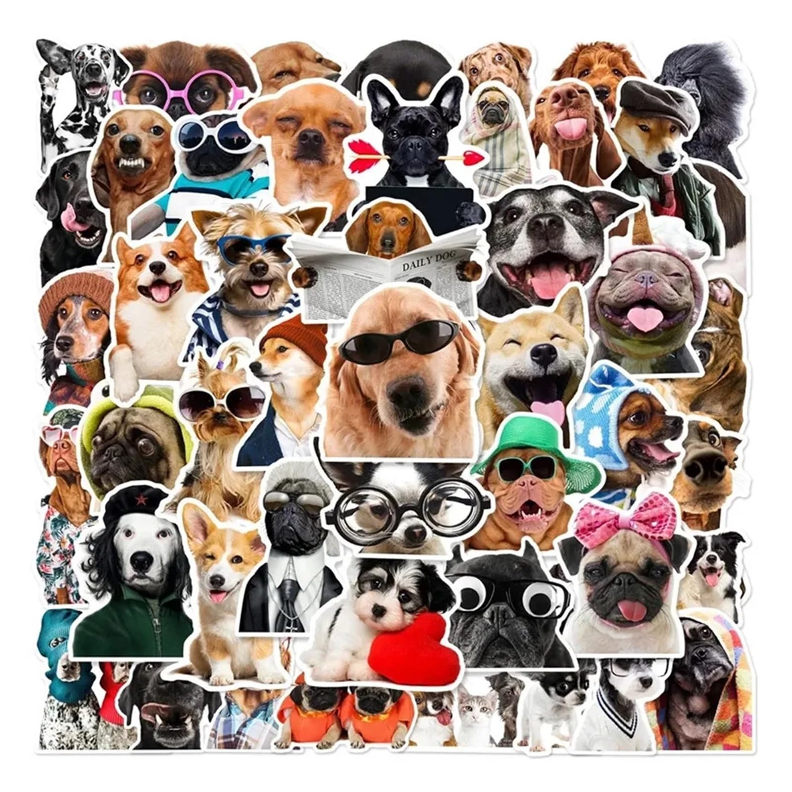 50Pcs Funny Dog Stickers Cartoon Cute Decals Toy Stationery Guitar Phone Bicycle Laptop Luggage Car Graffiti Children Sticker
