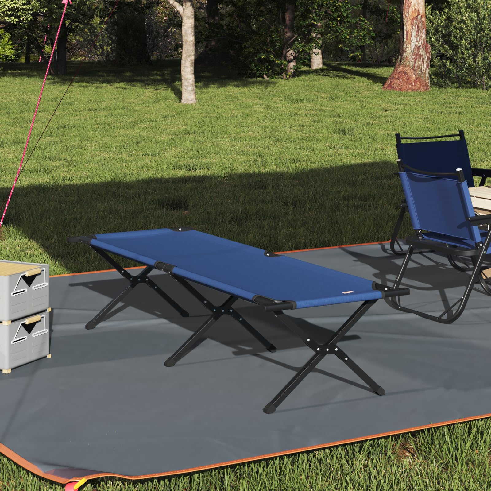 SKM Klappbett für die Sonne mit Tragetasche Blau 600D Ox -Gewebe,Sportartikel,Outdoor-Aktivitäten,Camping & Wandern,Camping-Möbel,Feldbetten,Blau,8KG,42003174
