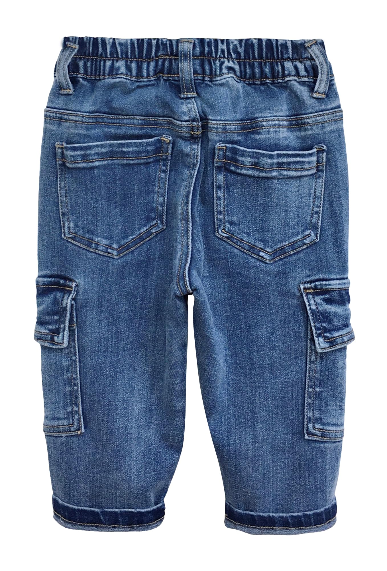 KIDSCOOL SPACE Jeans pour bébé, Pantalon Cargo Extensible à Taille élastique avec Anneau en D pour Petits Enfants