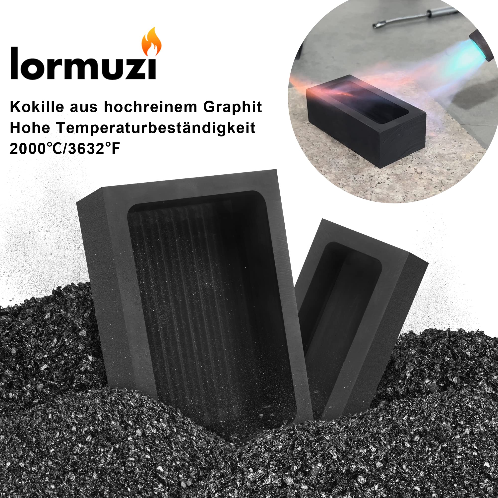 4KG-220ML Coquilla de grafito de alta pureza Forma de barra de grafito Oro-Plateado-Aluminio-Cobre-Latón-Zinc-plomo Aleación de metal fundido