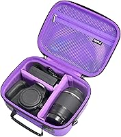 Vista 9 de RAIACE Funda rígida de transporte compatible con Canon EOS Rebel T7 / R100 / R50, para Sony, para cámara Nikon, funda protectora con bolsillo