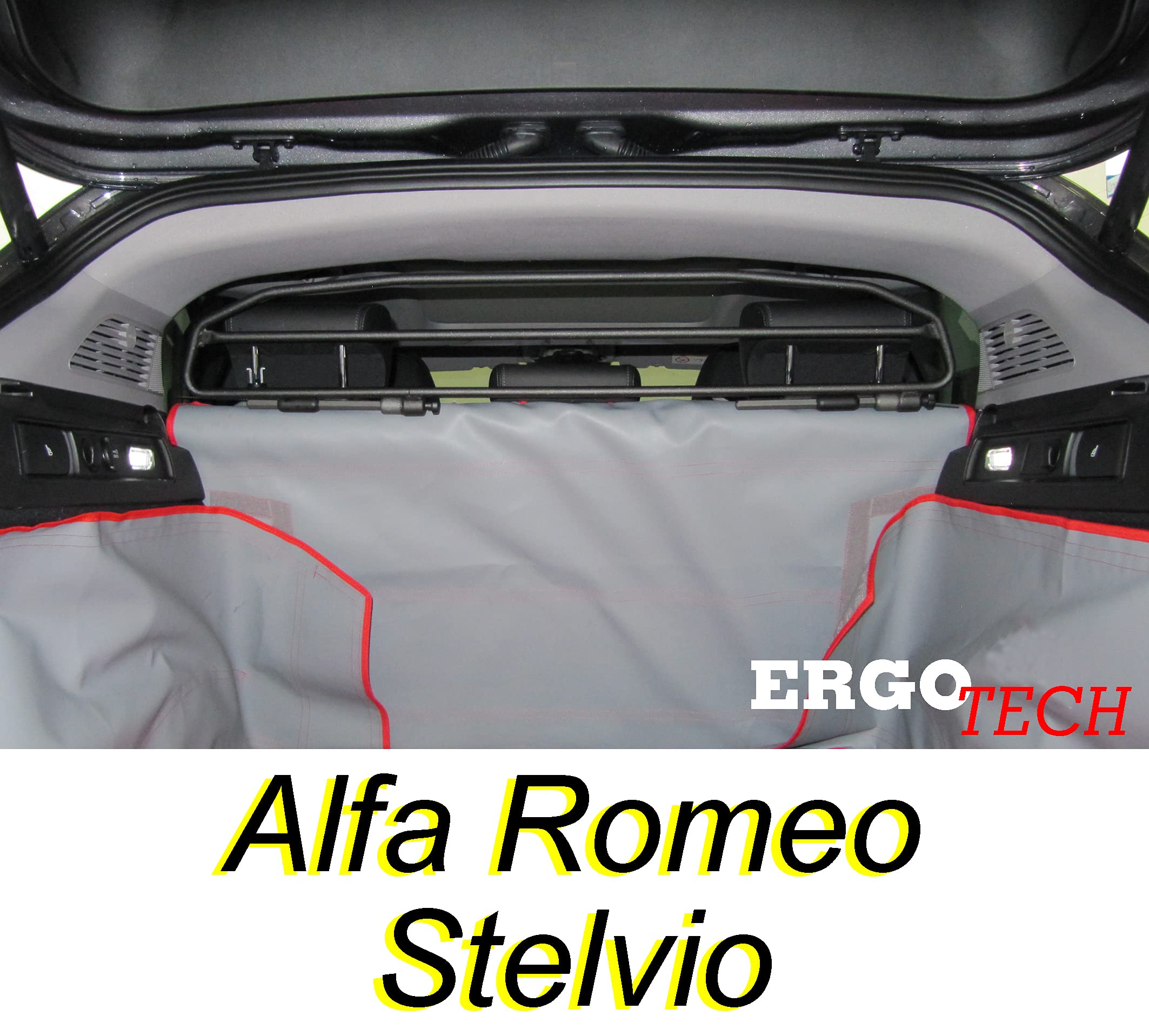 ERGOTECH Divisorio Griglia Divisoria per Alfa Romeo Stelvio, RDA65HBG-2HXXS8, per Trasporto Cani e Bagagli