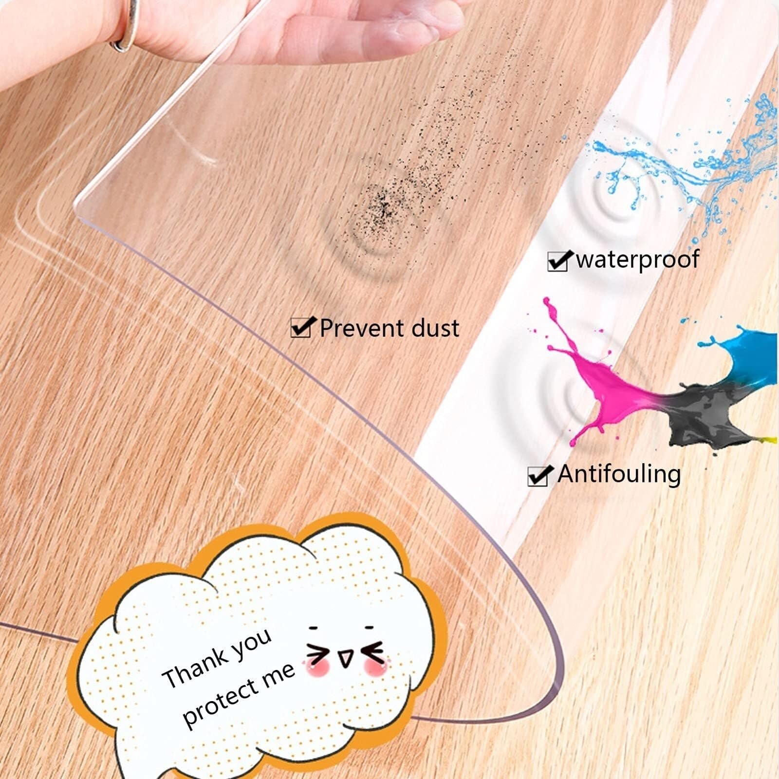 Generico Cuscinetto Protettivo da Scrivania in PVC Trasparente con Bordo Rrotondo Resistente al Calore Cuscinetto da Scrivania per Computer Copri Tavolo(3mm,90 * 140cm)