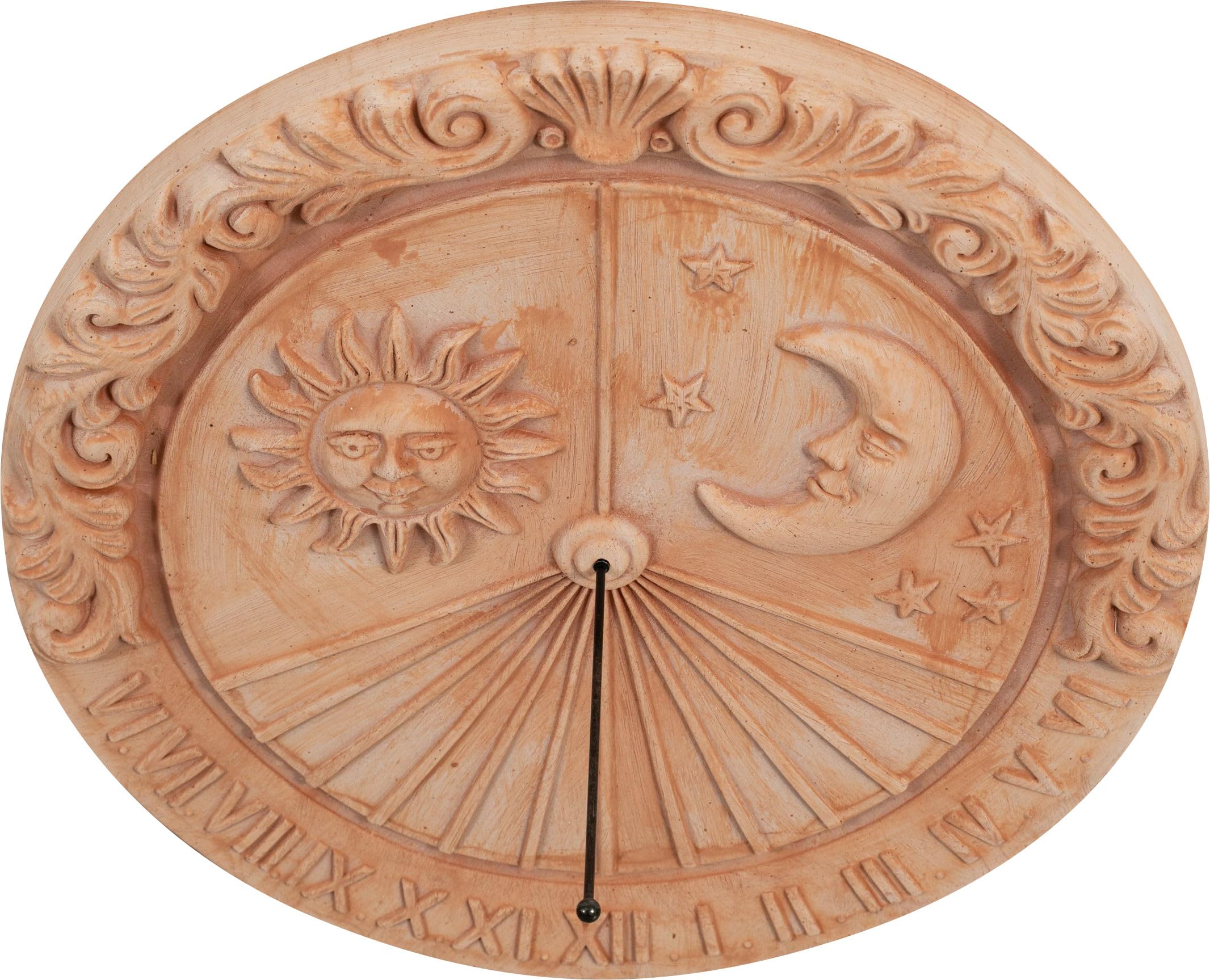 Biscottini Meridiana de terracota 53x6x53 Made in Italy – Paneles decorativos sol y luna – Decoraciones casa terracota cocina – Accesorios casa shabby – Reloj jardín – Brújula profesional
