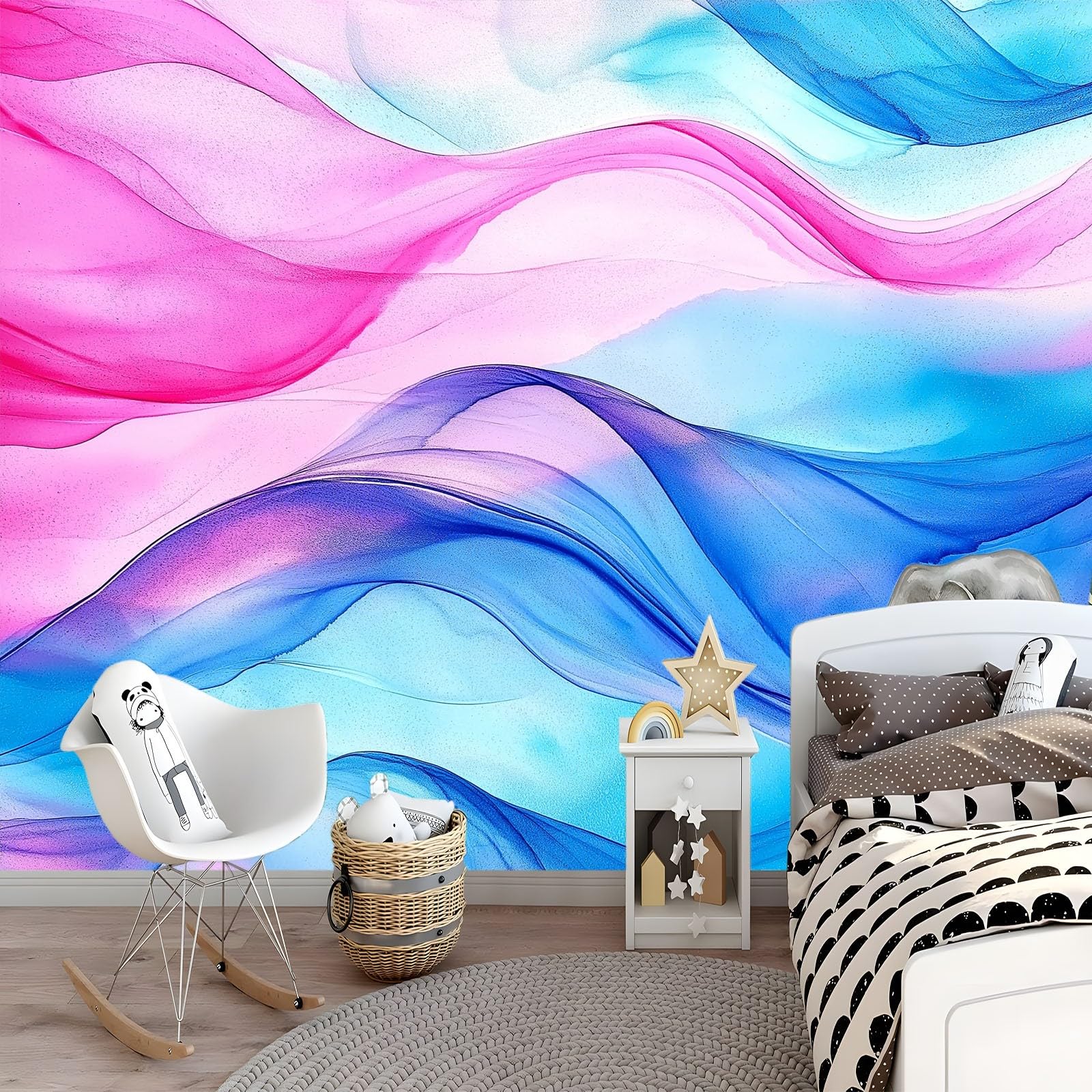 Generico Falująca wir Nowoczesna Abstrakcyjna 3D Tapeta panoramiczna 350 x 256 cm, Fototapeta Włóknina | Dekoracja Fototapeta Sypialnia Kolor Dziecięcy,