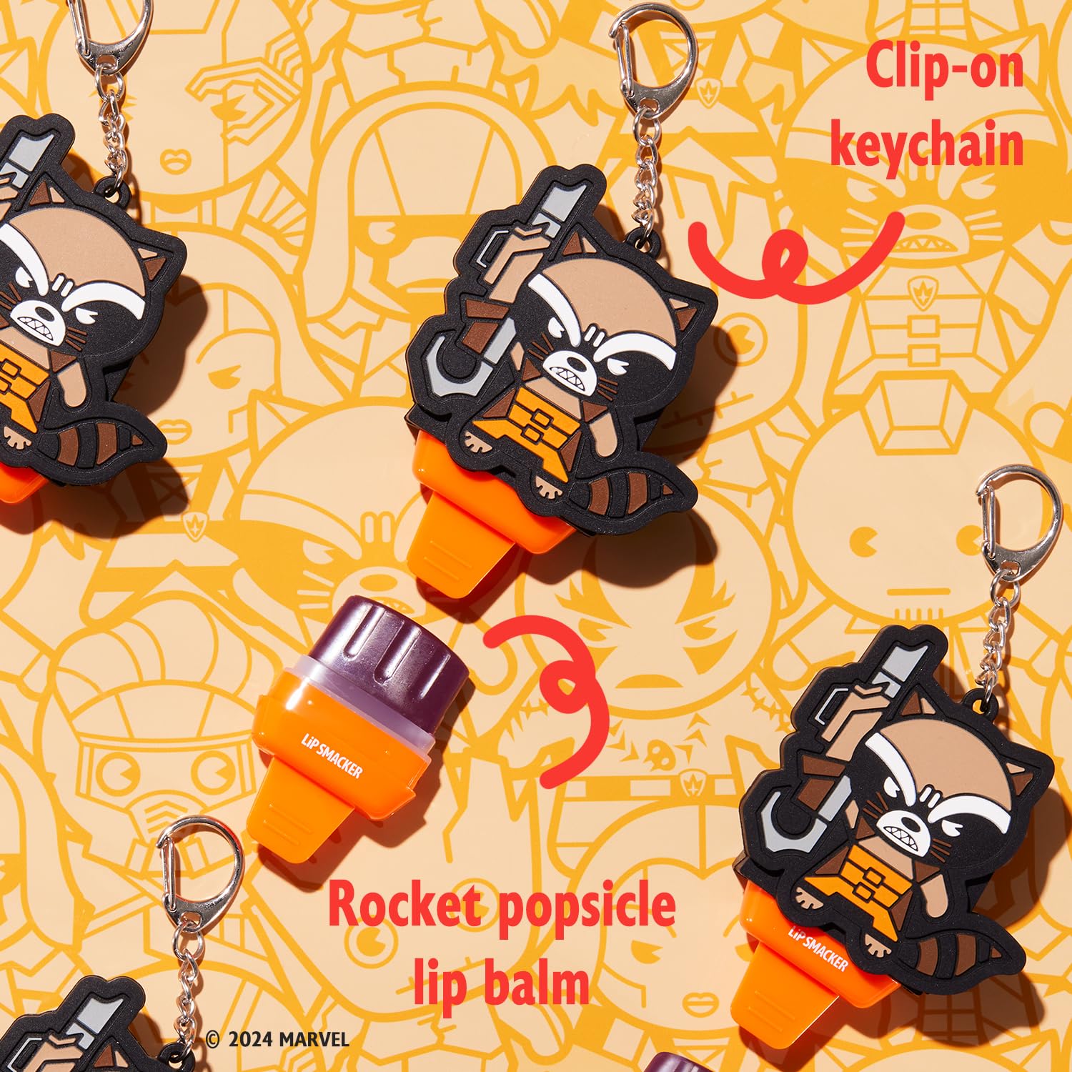 Lip Smacker Marvel, Guardians of the Galaxy, Lip Balm for Kids with Marvel Keychain Easy-to-Apply Popsicle Shape - Image 2