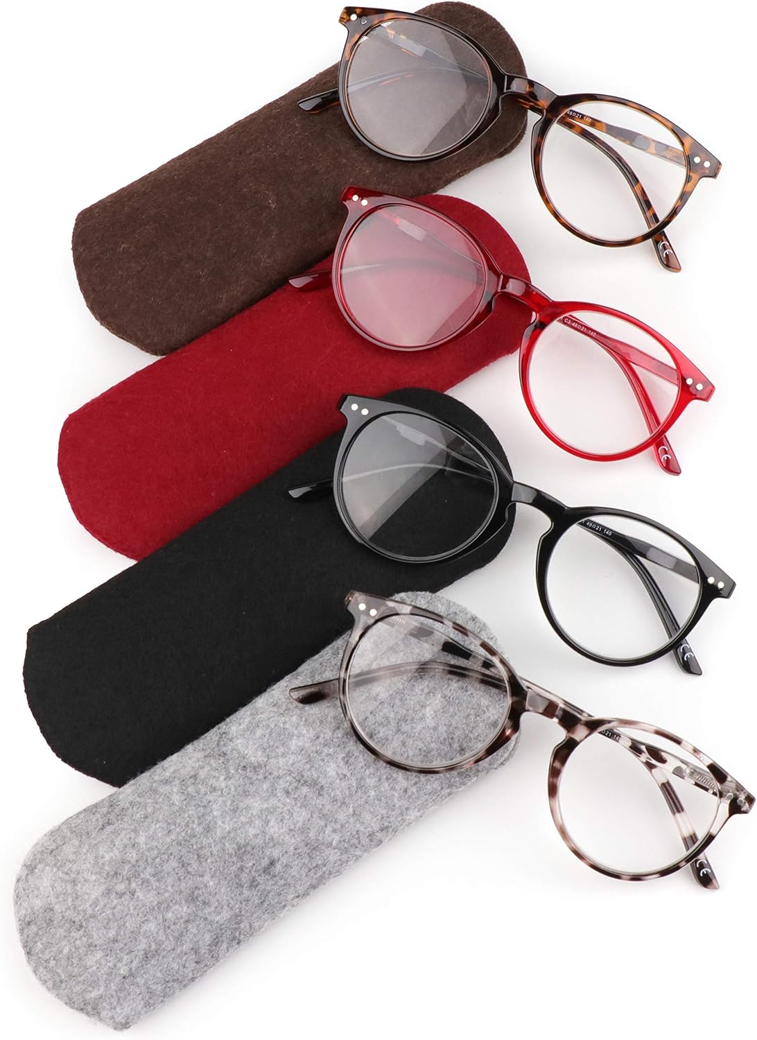 CARA 4 Pack Reading Glasses Round Frame Spring Hinges for Men Women (Include 1 Blue Light Reading Glasses /3 Clear Readers)