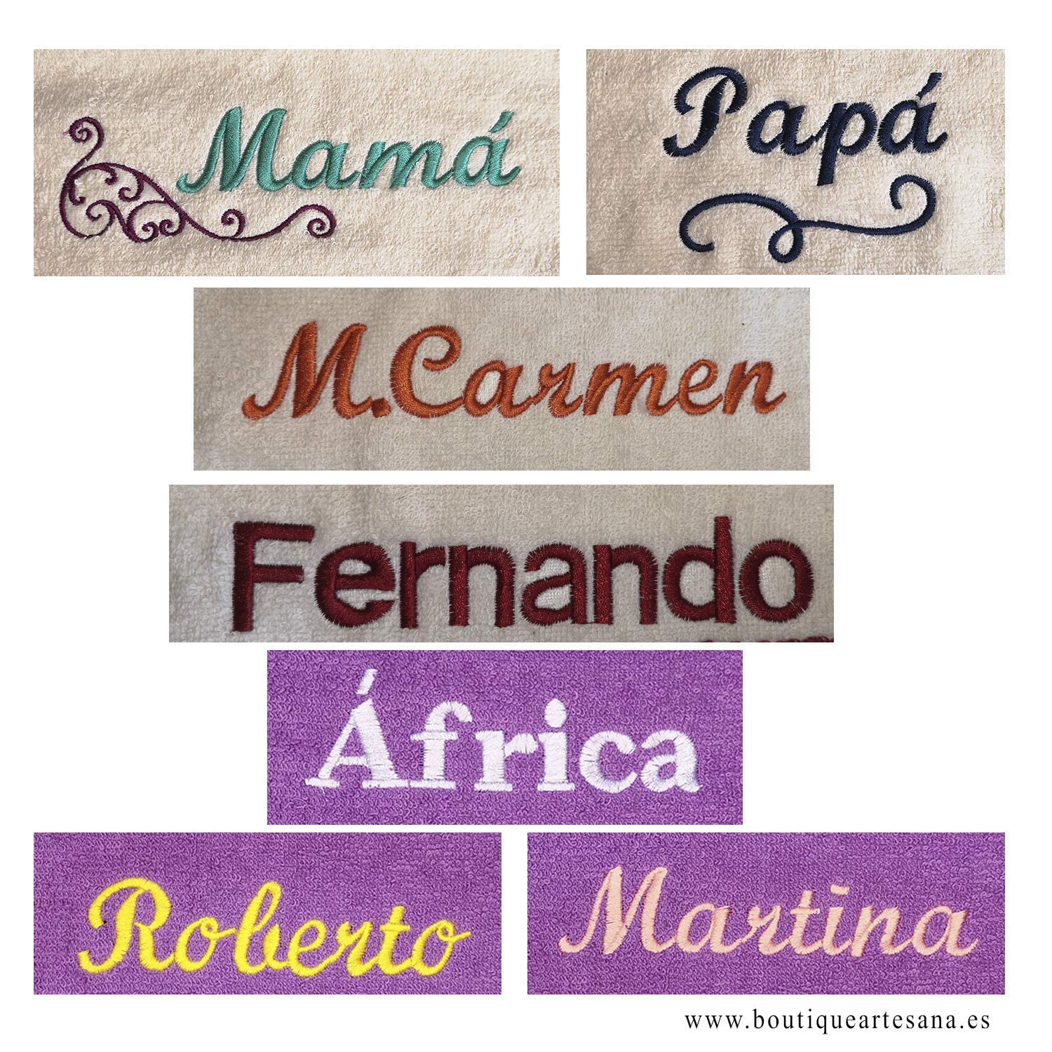 Juego 3 Toallas personalizadas BORDADAS. * 100% algodón rizo americano de gran calidad (gramaje de 500 gr/m2) * No pierde color con los lavados. Hilo de alta calidad.