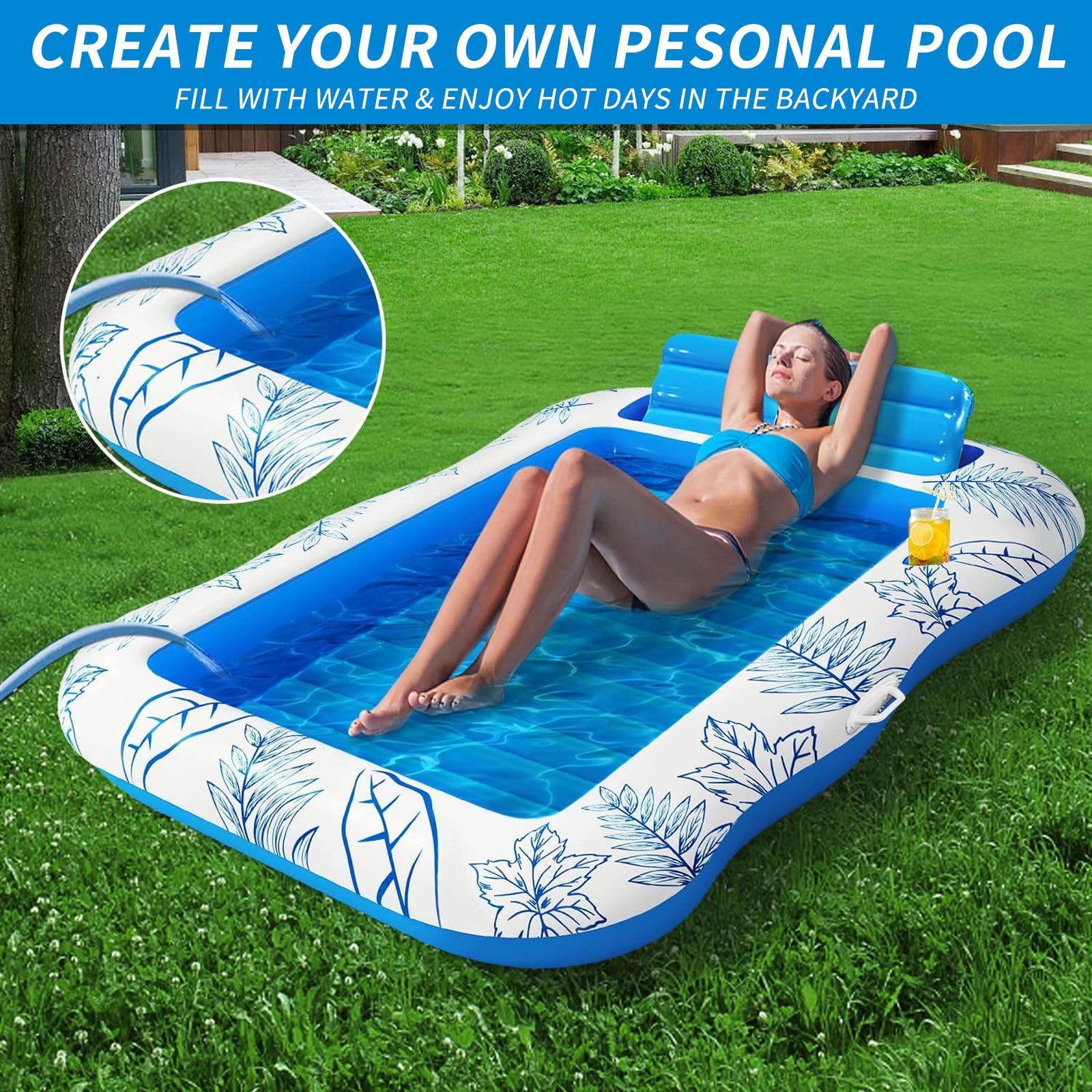 Bouée Gonflable Piscine Adulte XXL 230x150cm - Matelas Gonflable Confortable Avec Coussin Et Porte-Gobelet Pour Plage, Piscine Et Vacances