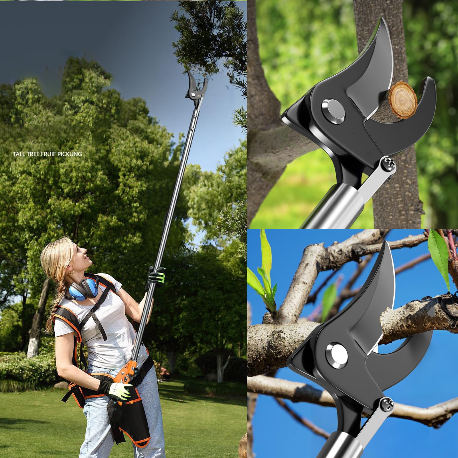 Gartenschere Mit Langem Stiel, Astschere Mit Schneide- Und Haltefunktion, 99–198 Cm Lange Säge, Gartenschere, Stangensäge, Zum Obstpflücken, Baumschnitt Und Ausputzen,1m/39.4in