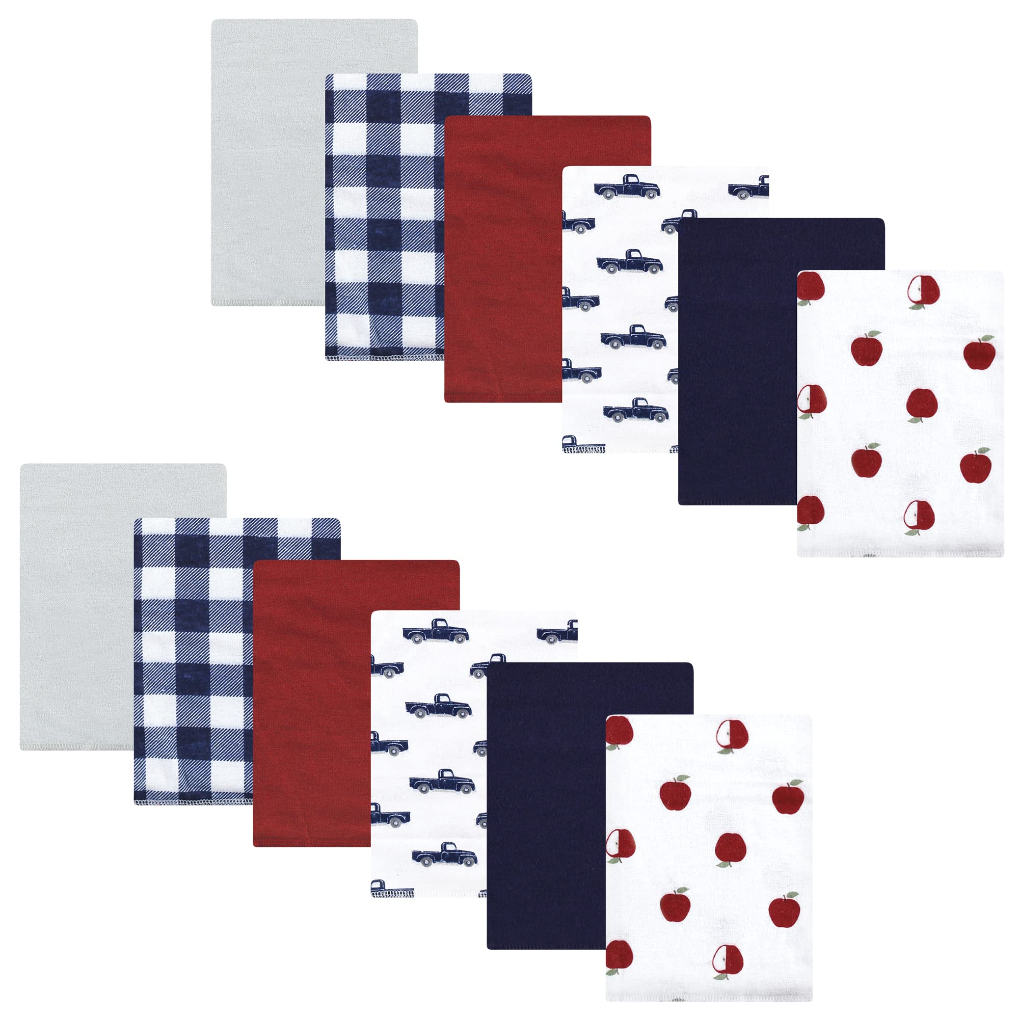 Hudson Baby Unisex Baby Cotton Flannel Burp Cloths Bundle, Apple Orchard, One Size-image-22