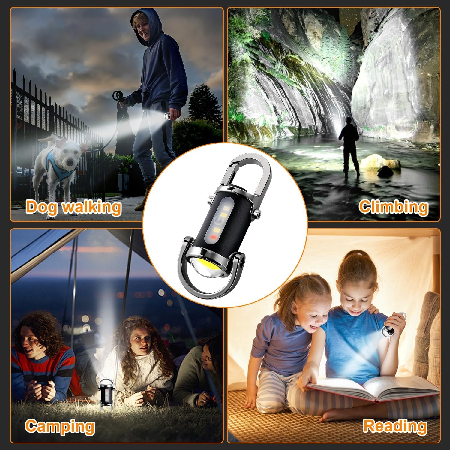 Xinrongda Mini Taschenlampe Schlüsselanhänger, 800LM Superhelle LED, Wasserdicht Aufladbar, 7 Helligkeitsstufen, SOS-Signal, Tragbar Powerbank für Haushalt, Arbeit, Reisen, Camping [Energieklasse A++]