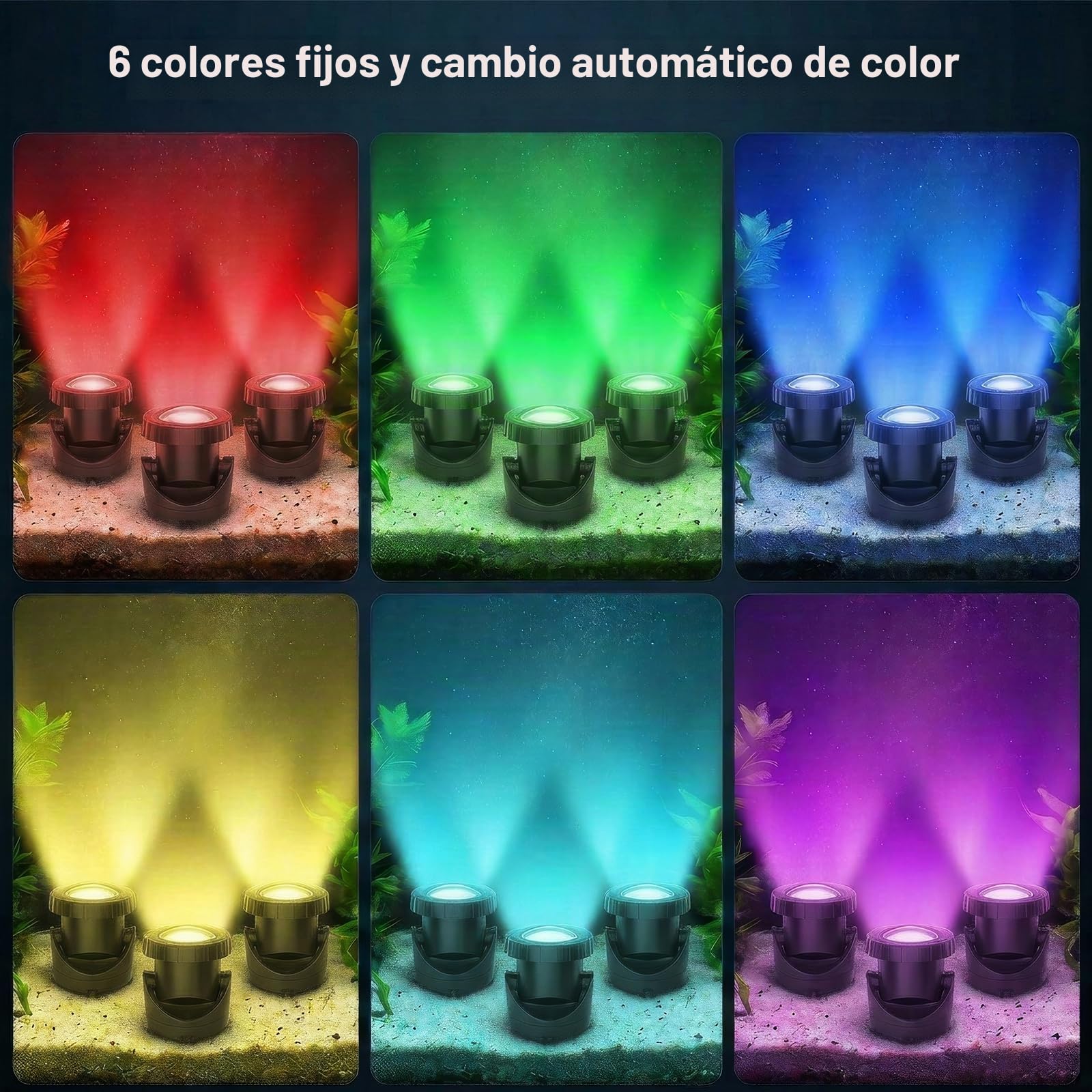T-SUN Foco Solar 5 en 1 Luz Piscina Solar RGB Focos LED Piscina IP68 Impermeable Luces Solares Piscina Para Piscinas Sumergible Cambio de Color Para Piscinas, Estanques, Pecera