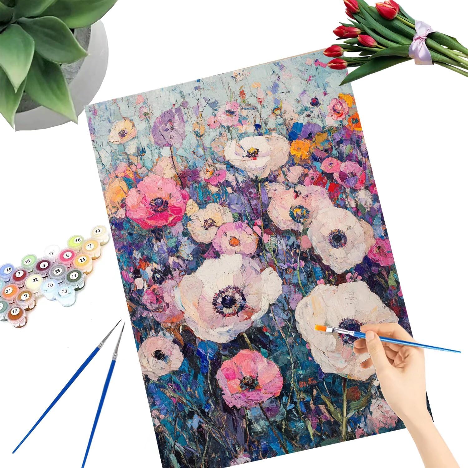 Pintar por Numeros Adultos pintar por numeros niños manualidades niños 10 años, DIY Pintar por Números de Pincel y Pintura acrílica Decoraciones para el Hogar Manualidades, sin Marco 60x80cm C-62