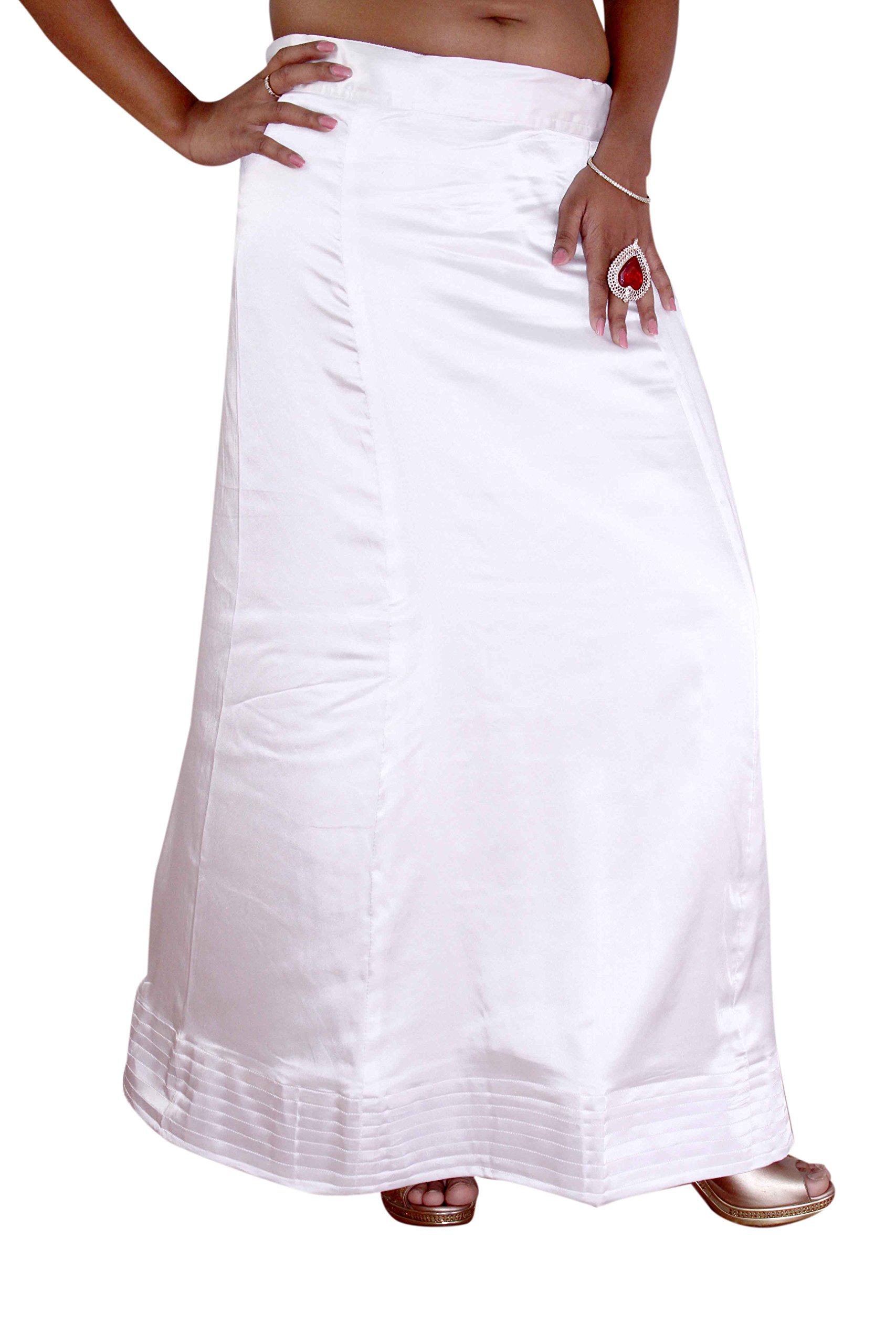 s.k. textiles Women's Satin Dyeable Petticoat with Cotton Lining and 4" Inches Bookrum (White, Small-36-40 Inch Waist)-picture-11