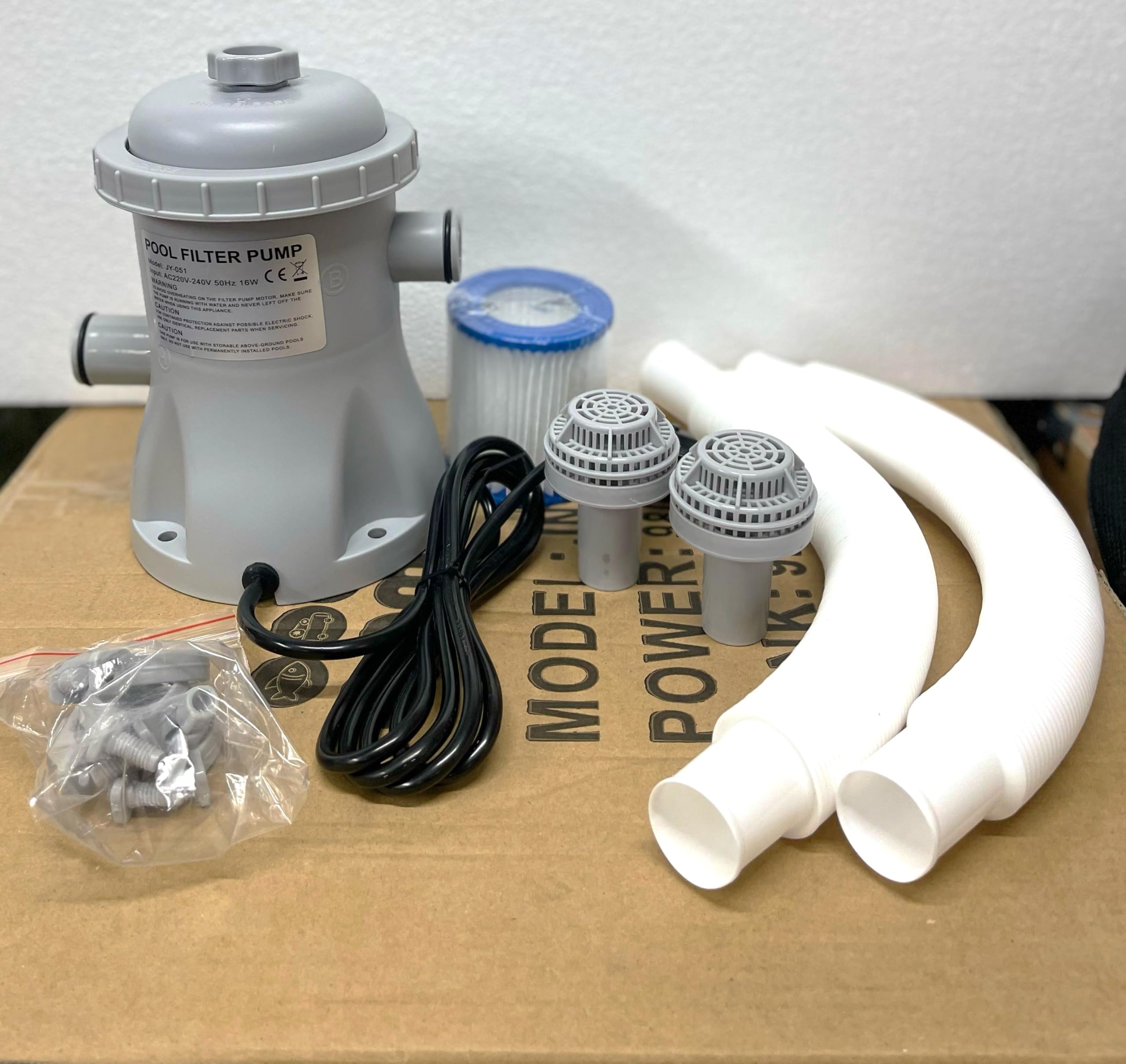 ANM SALES JY-051 Pool Filter Pump, Summer Swimming 300gallons Above Ground Pool Filter, 220v Electric Circulation Whirlpool Pump for Children's Inflatable Swimming Pool, Bracket Pool. 16W-image-23