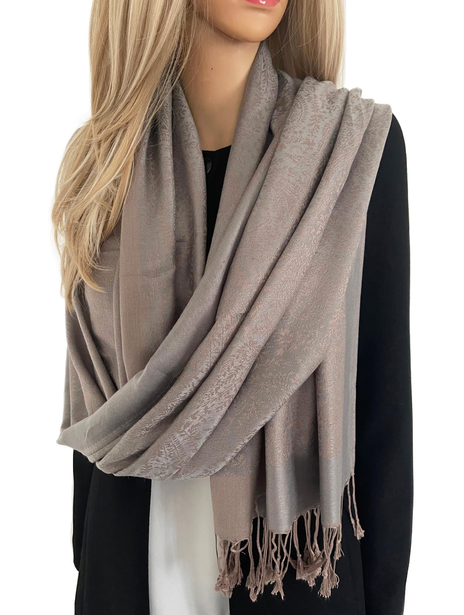 The Accessory Co. Womens Scarf Pashmina Shawl Wrap - Large Lightweight Floral Paisley Scarf for Women for Winter, Weddings, Meditation, Prayer - Colourful Neck Scarves, Stole