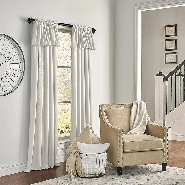 Blackout Curtain Rod For Windows 48 to 84 inch Black Adjustable Wrap Around Curtain Rods for Bedroom 1 Inch Diameter Heavy Duty Curtains Rods Splicing Set