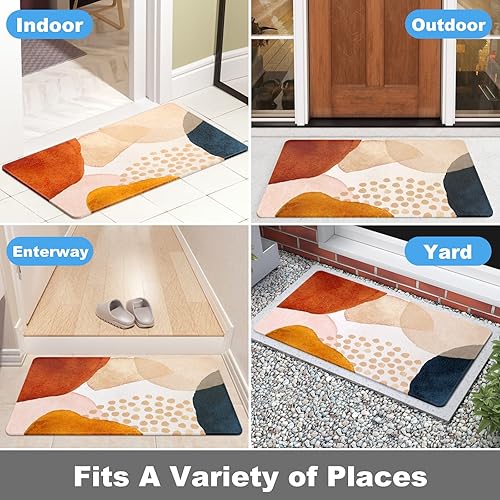 Miniatura 7 de Rnivvi Tapete para puerta delantera, 30 x 17 pulgadas, tapete de bienvenida bohemio para interiores y exteriores, resistente, de bajo perfil,