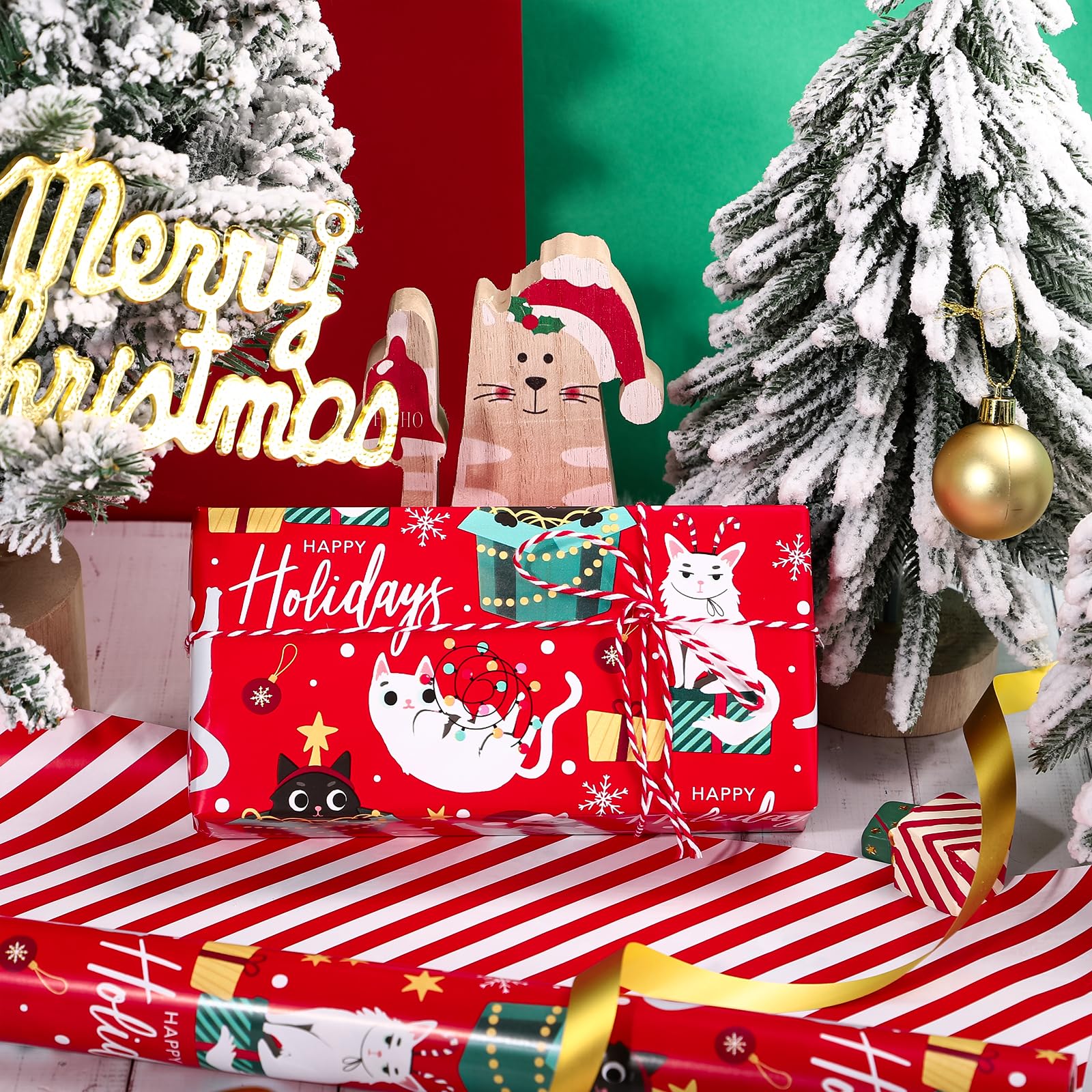 Papier Cadeau Noël Réversible WRAPAHOLIC - Casse-Noisette/Pois - 43,2x10m - Qualité Supérieure