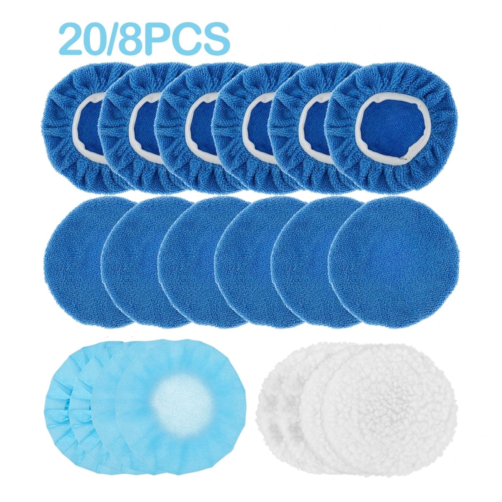 20/8 szt. polerek samochodowych z mikrofibry do polerowania maski 6 cali, zestaw narzędzi woskowania(20PCS)