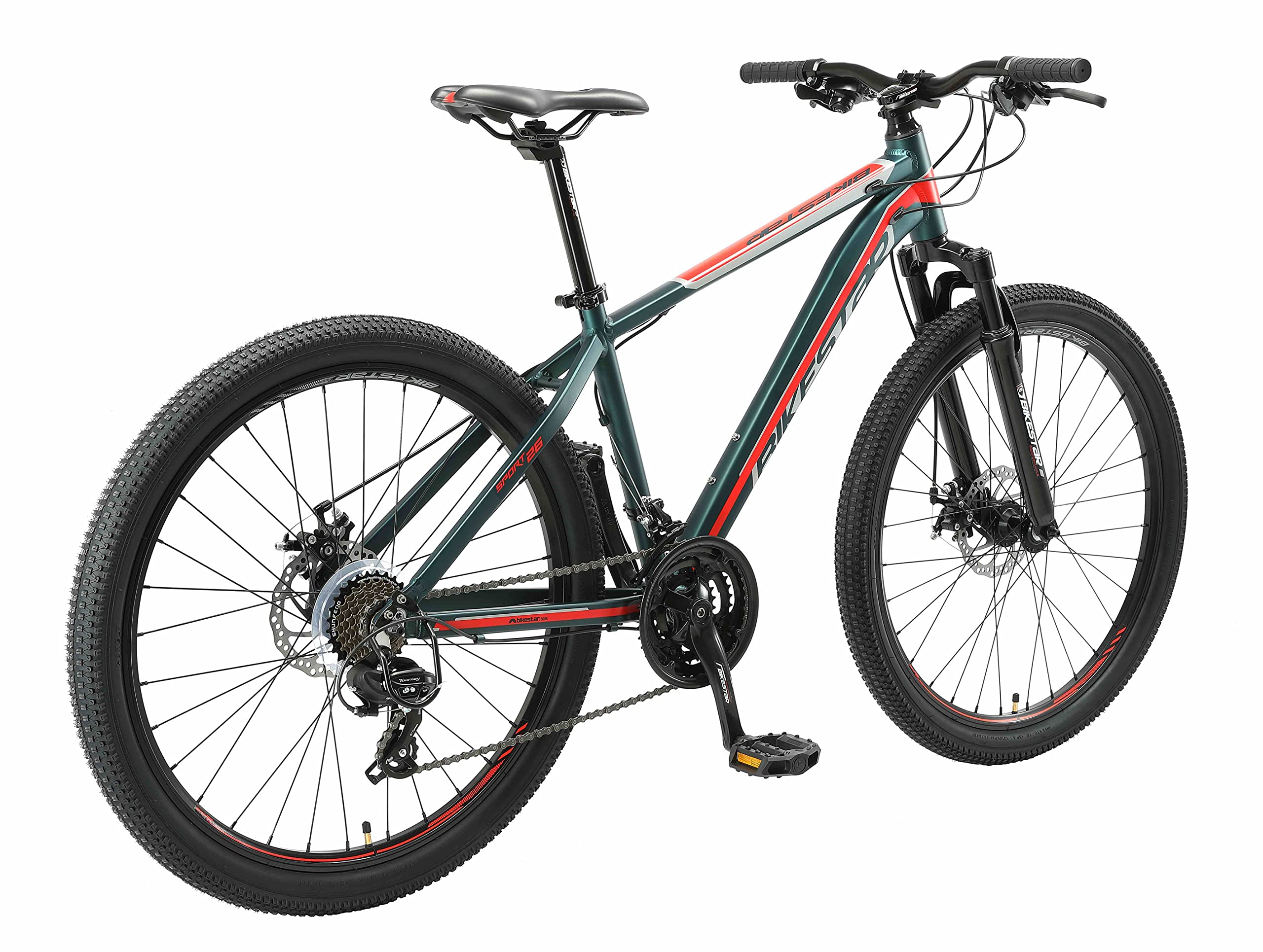 BIKESTAR Bicicleta de montaña Hardtail de Aluminio, 21 Marchas Shimano 26" Pulgadas | Mountainbike con Frenos de Disco Cuadro 13, 16" MTB