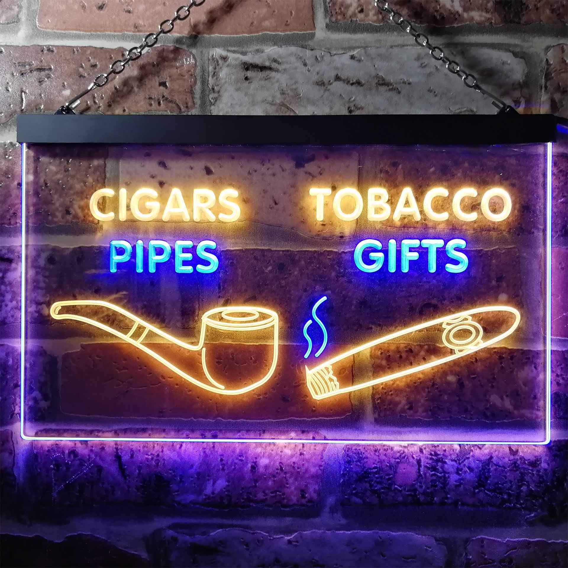 Amazon.co.jp: Cigar Pipes Tobacco Gifts Shop Dual Color LED看板