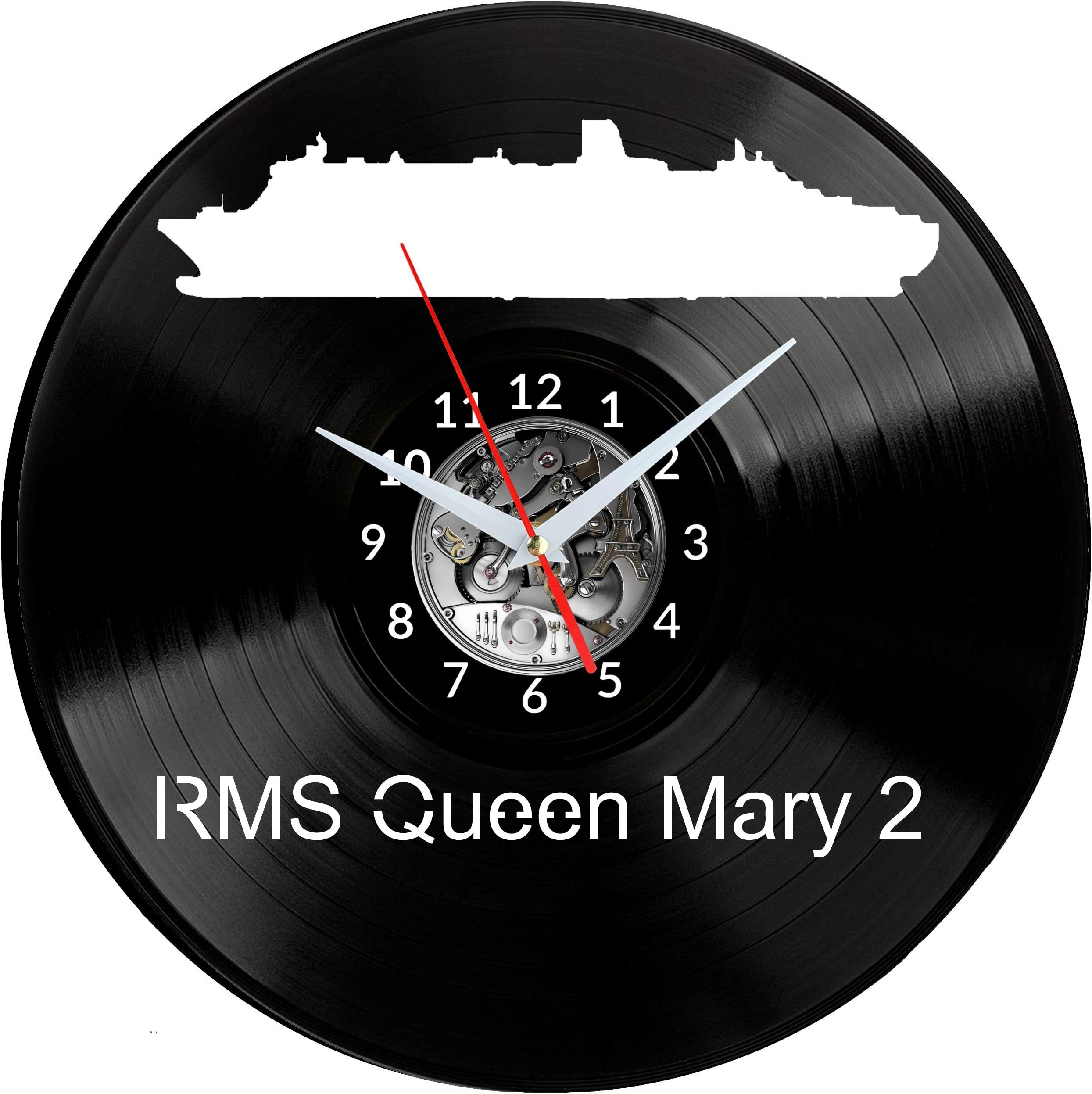 RMS Queen Mary 2 Wall Clock Vinyl Record Retro Clock Large Clocks Style Room Home Decorations Great Gift for Boyfriend Man Vinyl Record Kovides Vinyl Home Decor Room Inspirational Wall