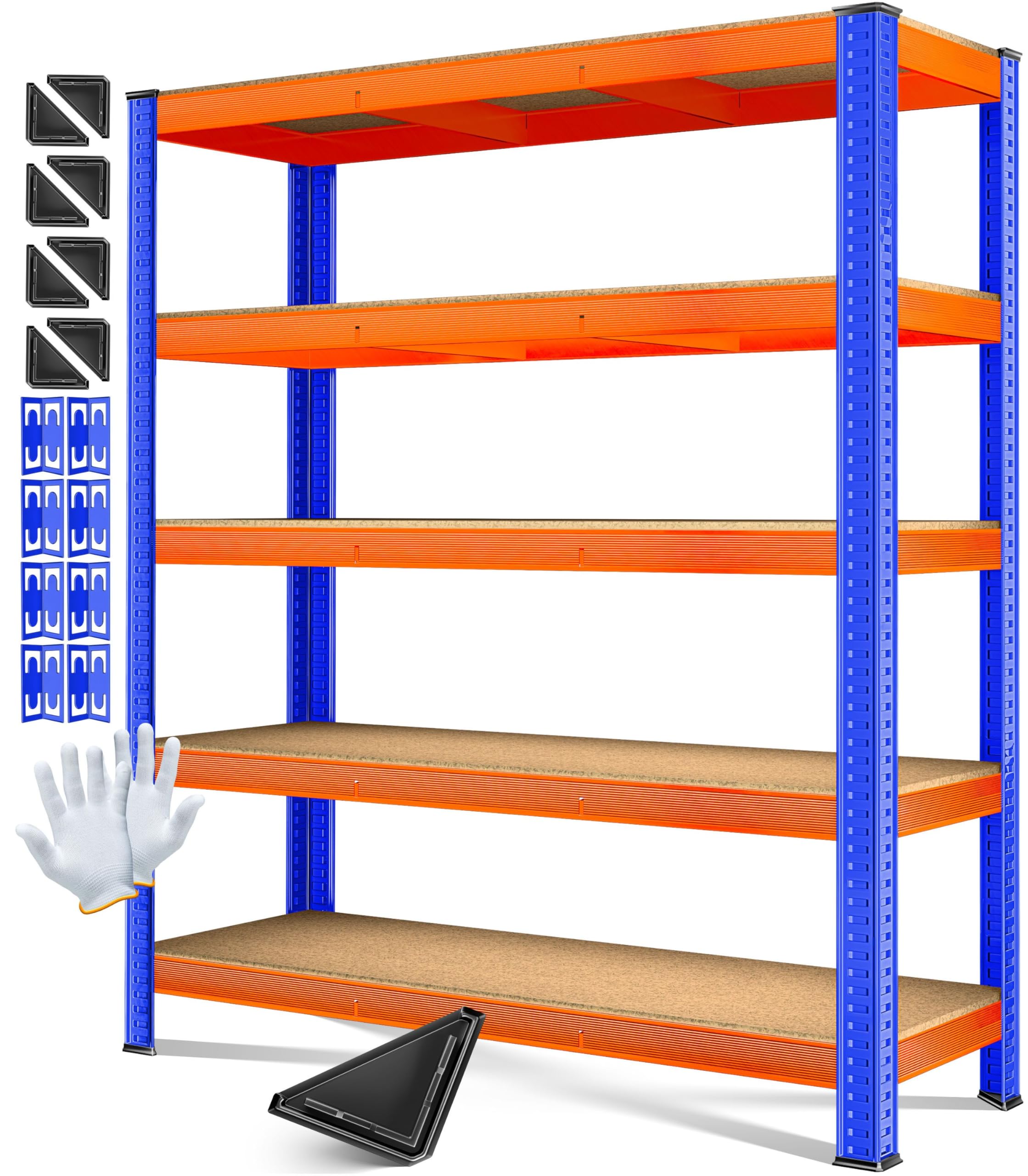 MASKO Étagère de rangement pour charges lourdes - 180 x 160 x 60 cm - Charge maximale : 1500 kg - 5 étagères réglables - Panneaux MDF en métal - Étagère enfichable - Étagère d'atelier - Structure en