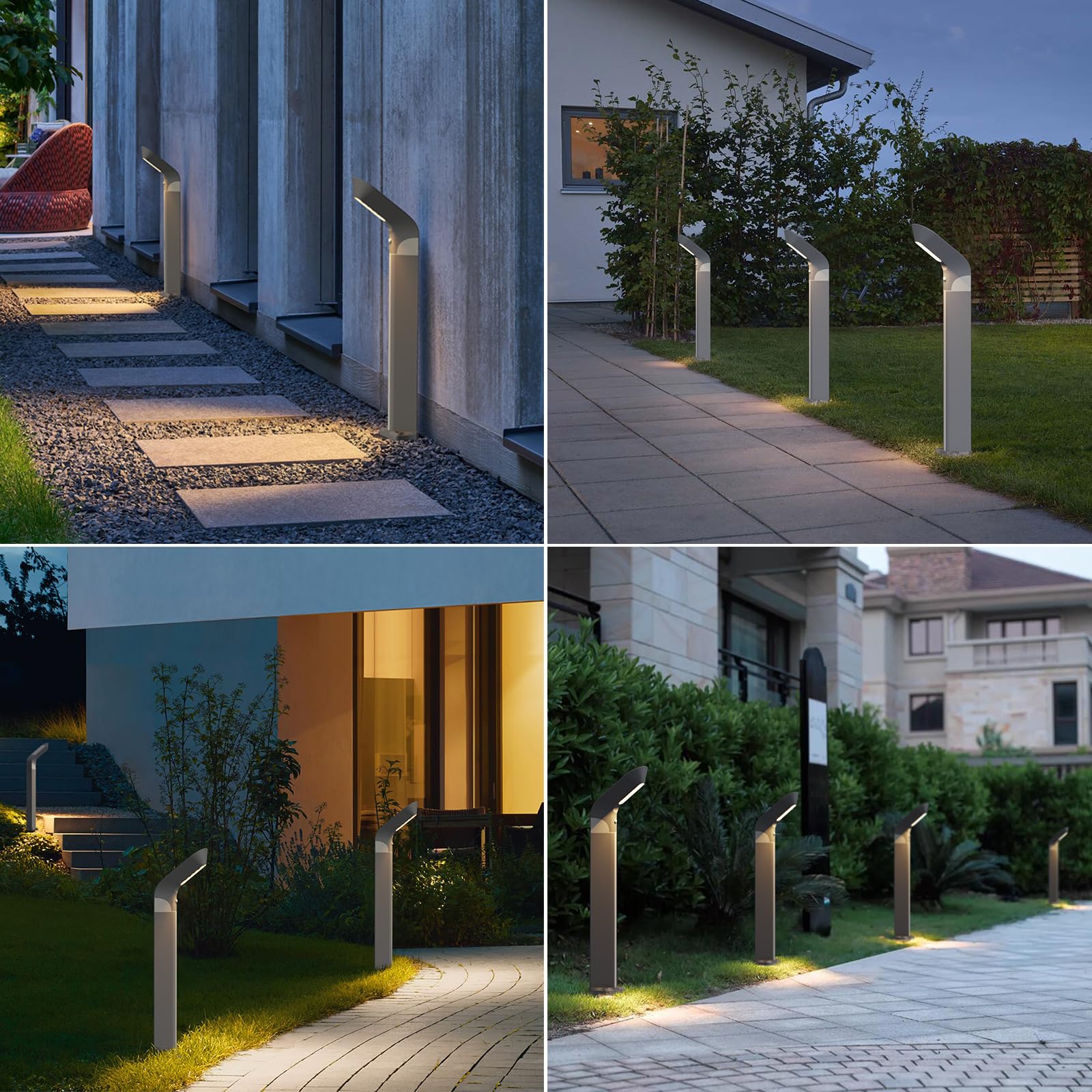Lampadaires de jardin à énergie solaire, 80 cm, bornes solaires d'extérieur étanches IP65, aluminium, détecteur de mouvement et 3000 mAh, mode hiver, éclairage toute la nuit, pour éclairage