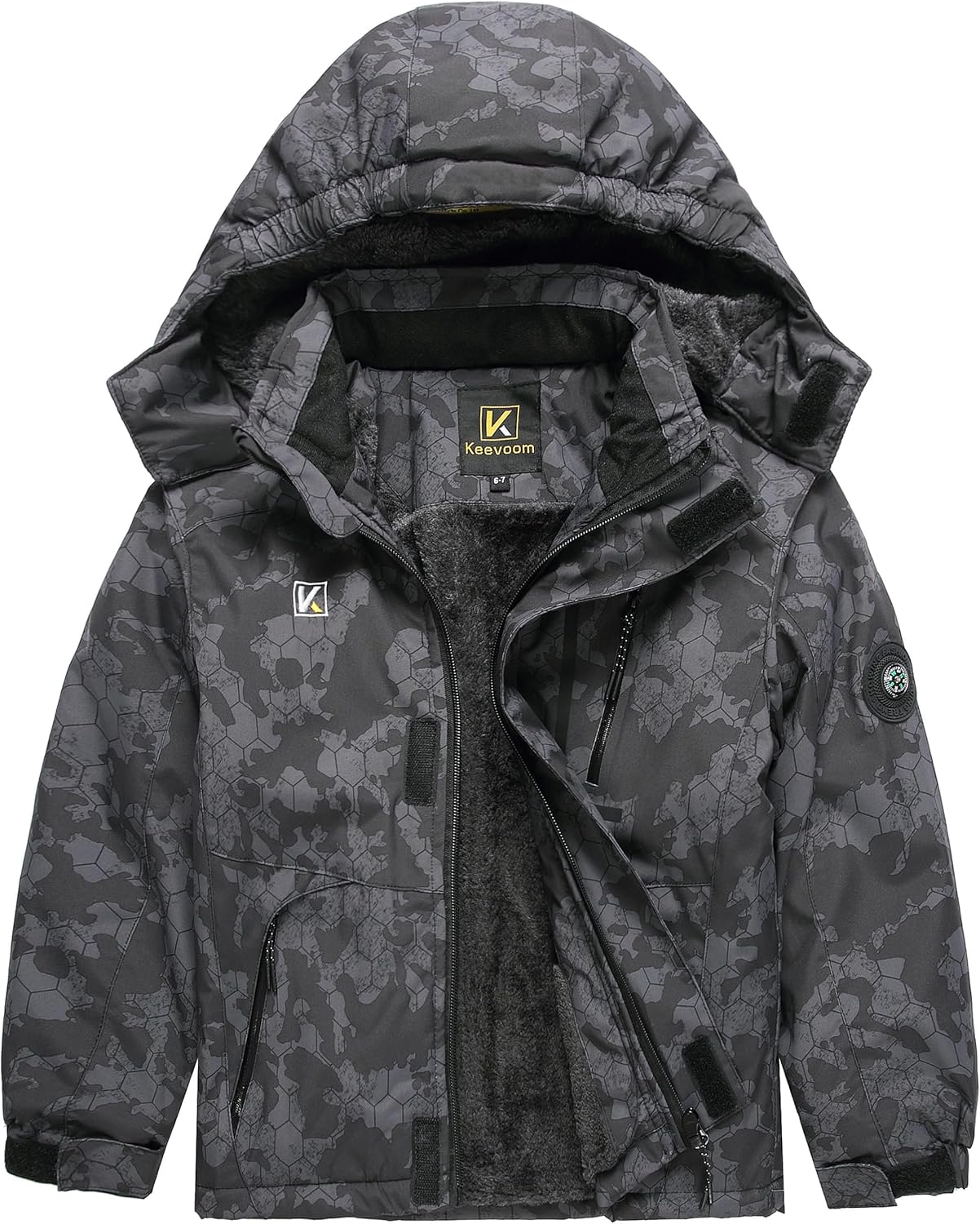 Keevoom Boys Winter Coat Ski Jacket Windproof Kids Snowboard Warm Fleece Snow Coat Waterproof Outdoor Hooded Ski Coats
