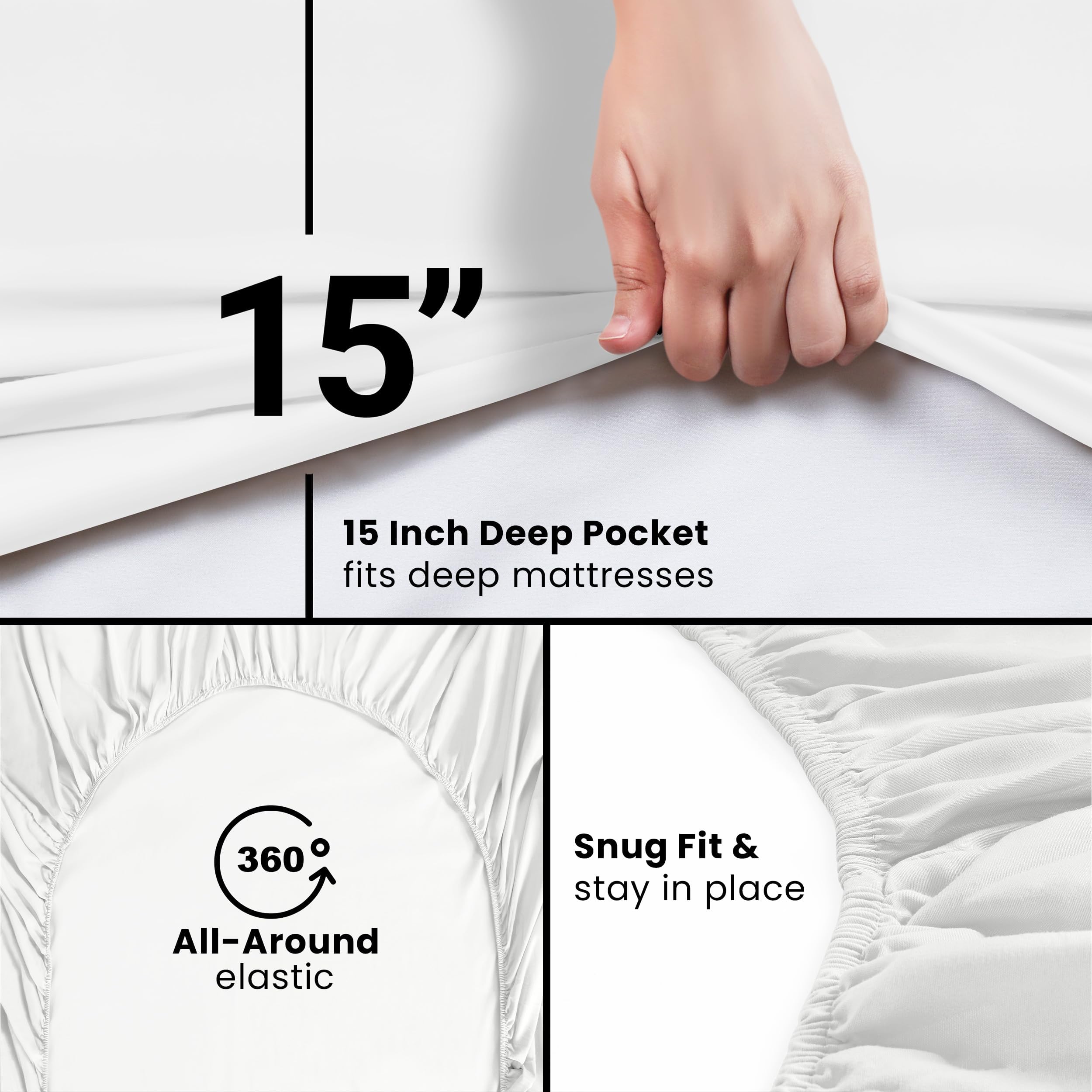 Utopia Bedding Twin XL Fitted Sheet - Bottom Sheet - Deep Pocket - Soft Microfiber - Shrinkage and Fade Resistant - Easy Care -1 Fitted Sheet Only (White)