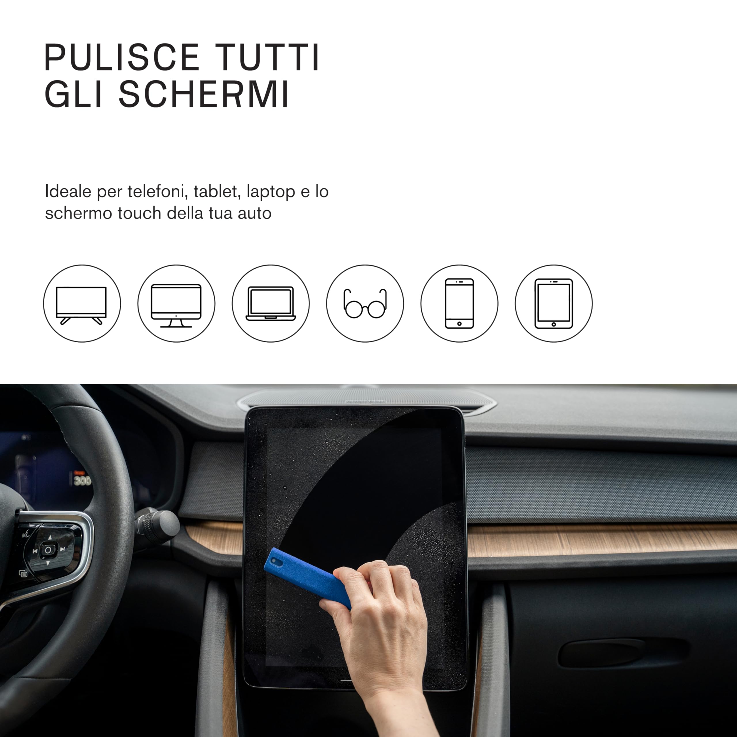 am Spray Pulizia Schermo 2 in 1 con Panno in Microfibra Integrato per Smartphone, Tablet, Laptop, Monitor PC, Smart TV e Display Auto, Ricaricabile (Blu, 3 Pack)