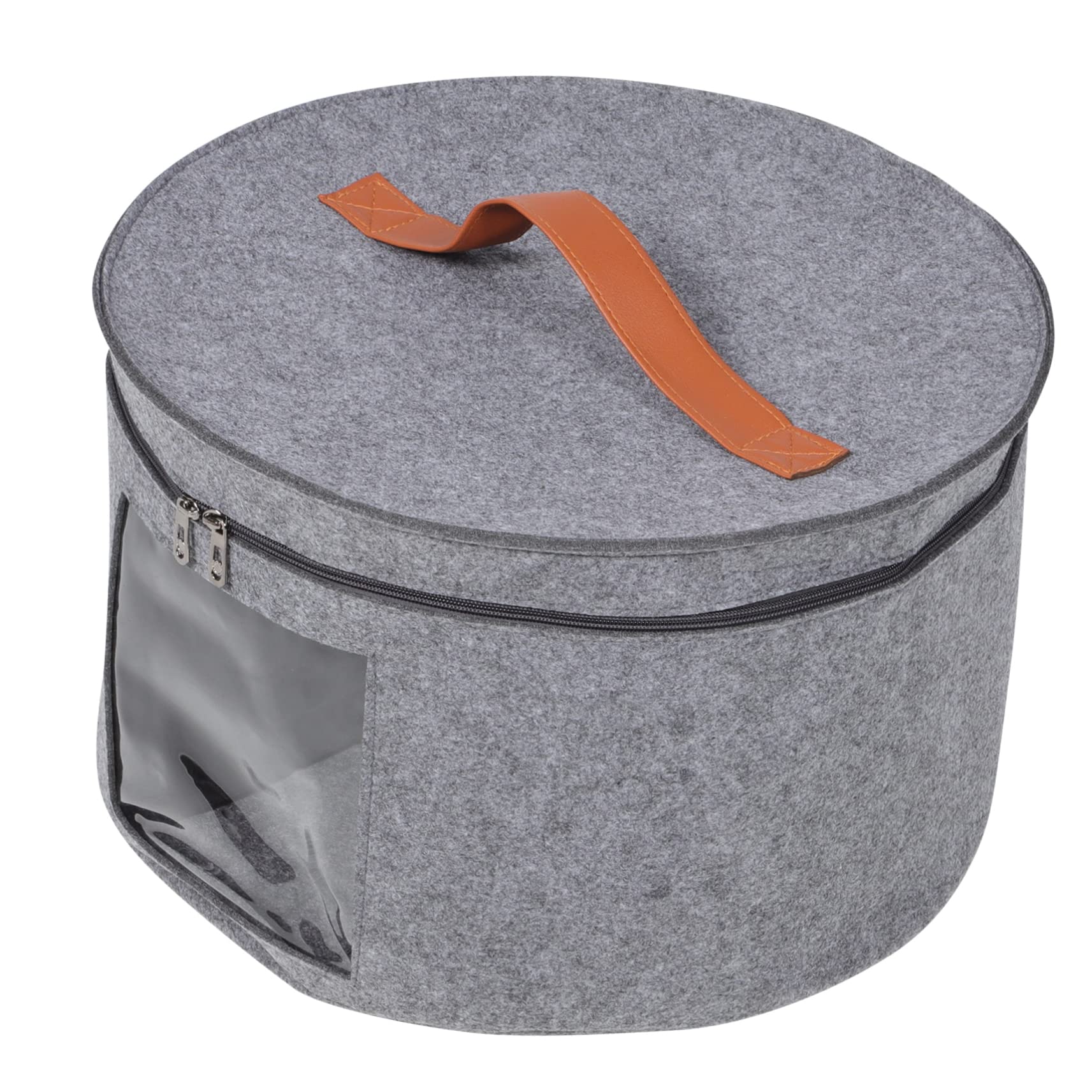 HEALLILY Round Hat Carrier Case Large Capacity Hat Organizer Zipper Lid for Travel Portable Storage Dust Design for Family Use