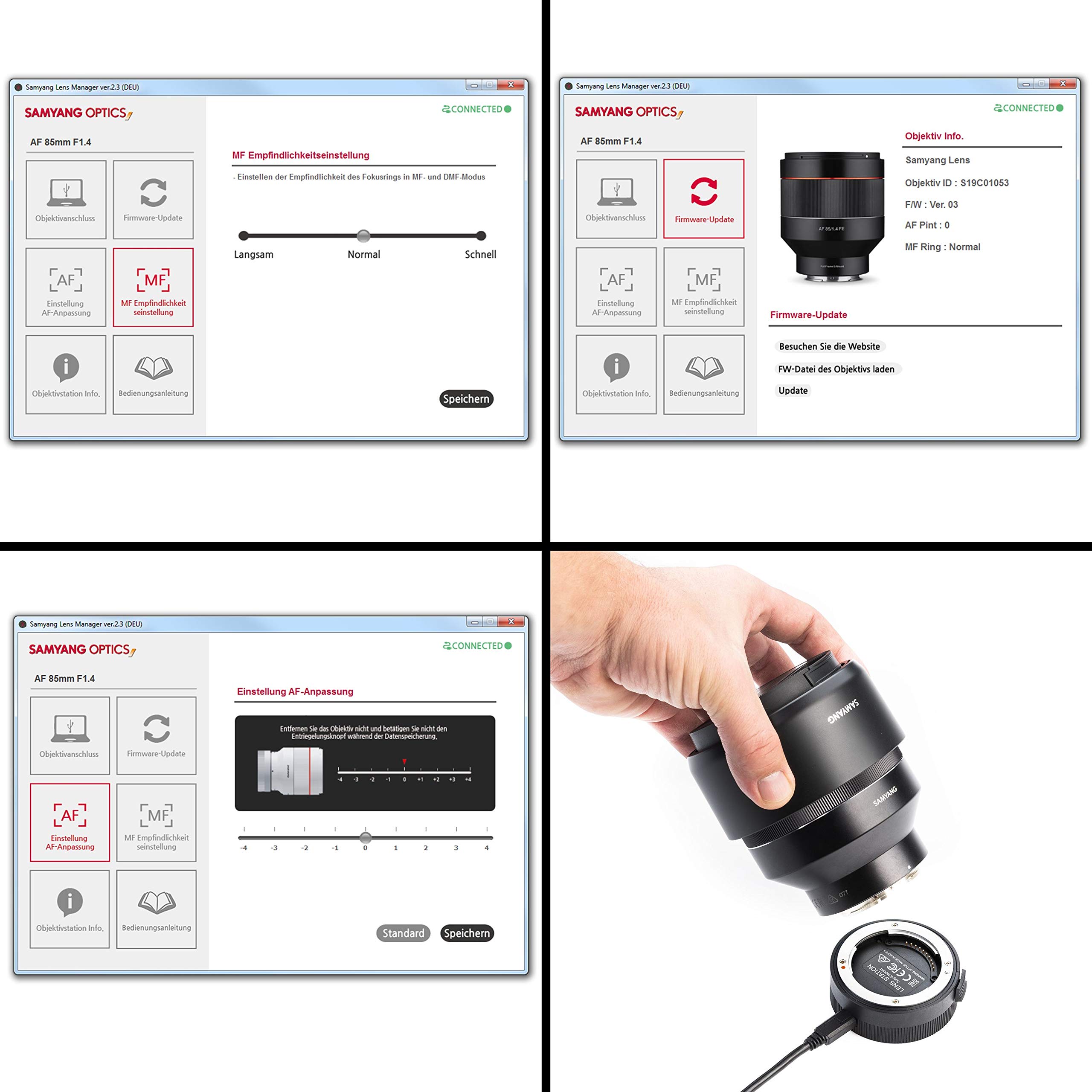 Samyang Lens Station für AF Fuji X Objektive, ermöglicht System Upgrade, kalibriert Blende und Fokus automatisch, einfache Handhabung