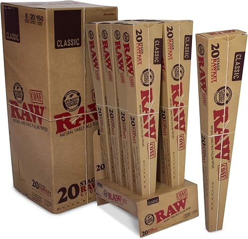 RAW Cones - Caja variada RAWKET de 20 etapas, 7 conos diferentes por paquete, tamaño King, 1, 98s, Lean, Sobrenatural, Challenger y Emperador